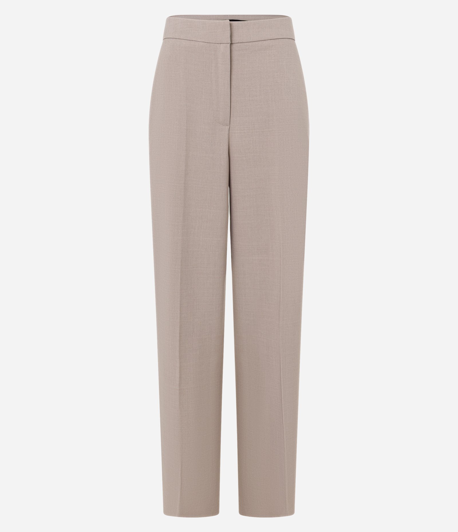 Calça Reta Alfaiatada em Crepe Bege 7