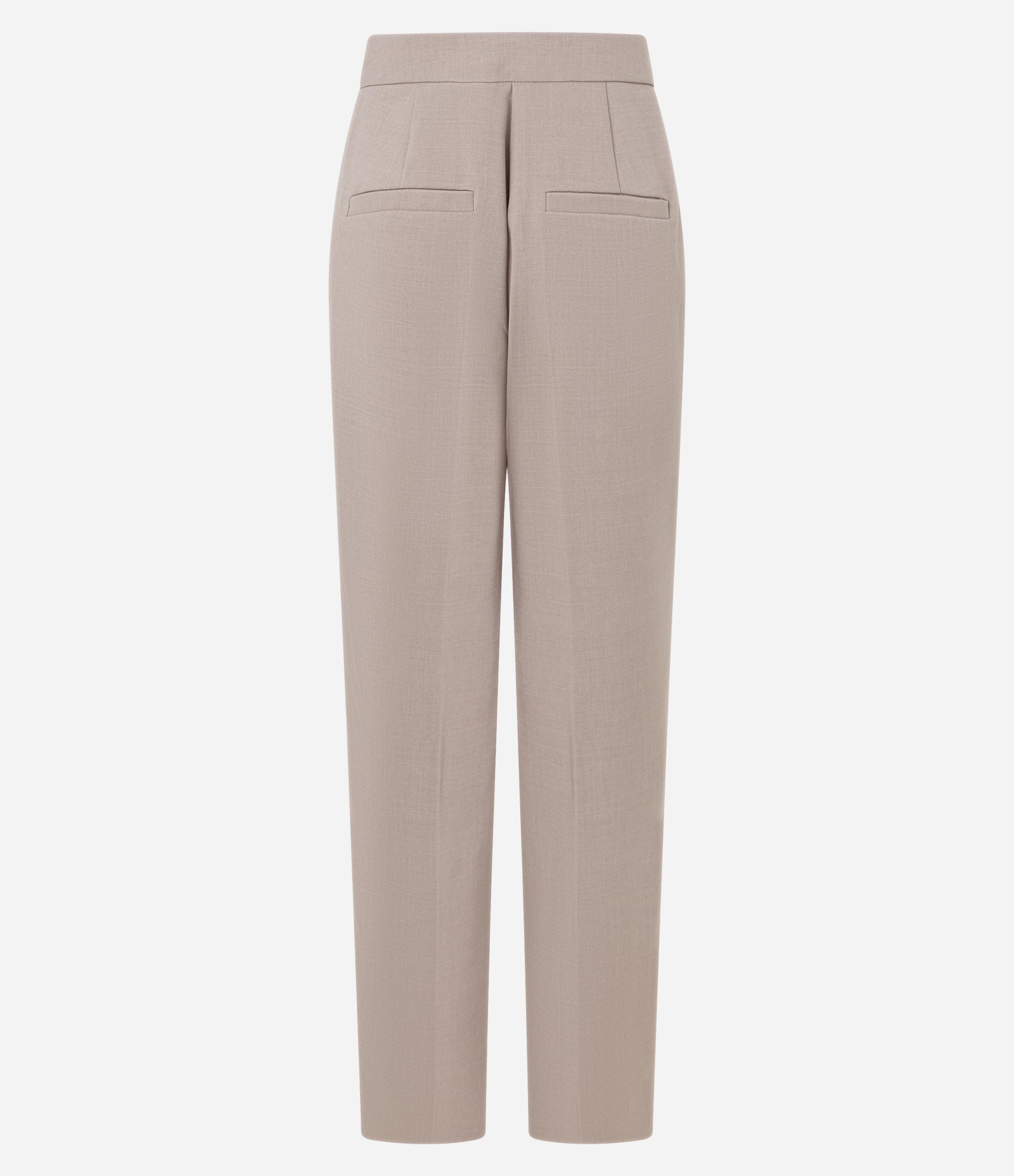 Calça Reta Alfaiatada em Crepe Bege 8