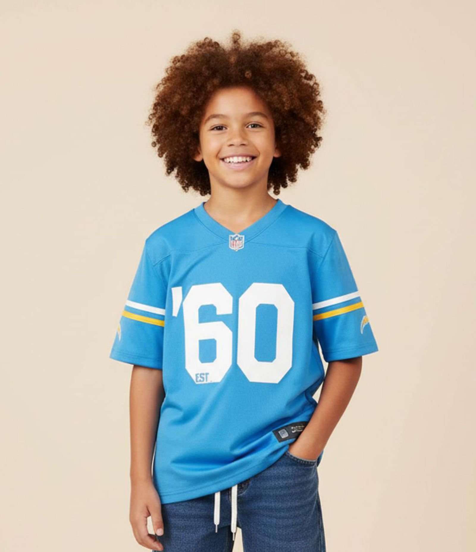 Camiseta Esportiva Infantil Estampa Los Angeles Chargers NFL - Tam 5 a 14 Anos Azul 1
