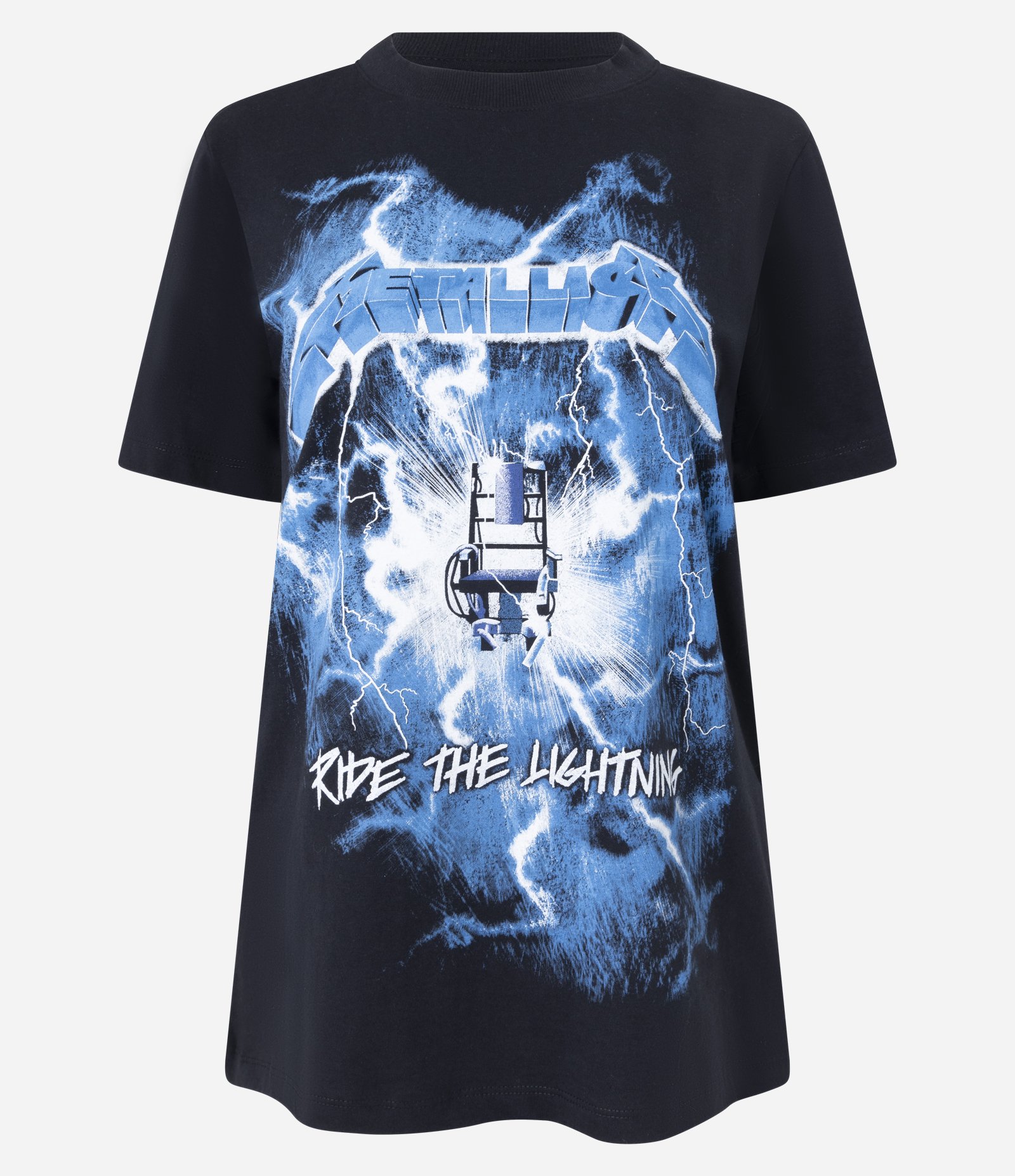 Camiseta Alongada em Algodão cm Estampa Banda Metallica Preto 4