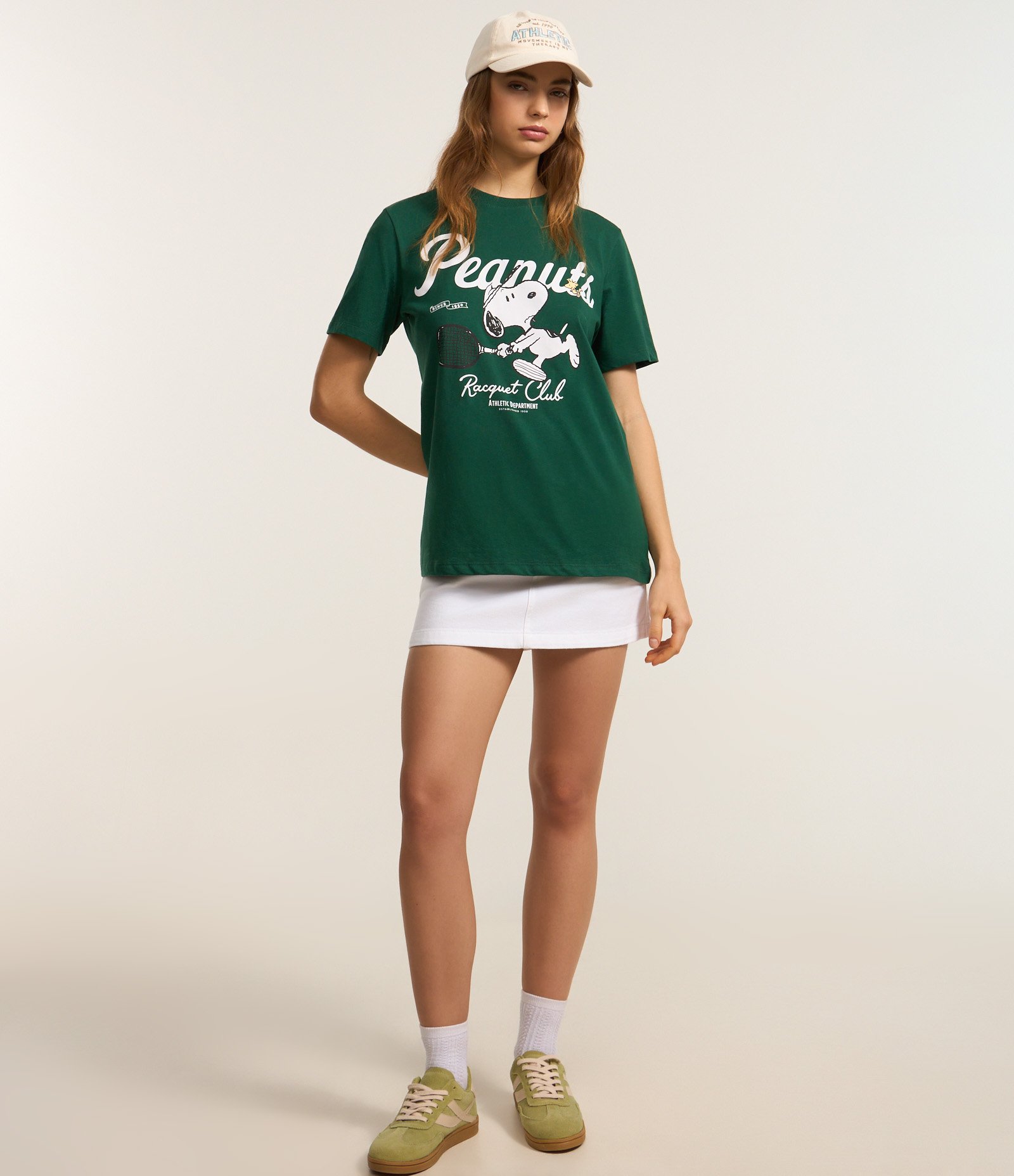 Camiseta Alongada em Algodão com Estampa Frontal Peanuts Verde 2