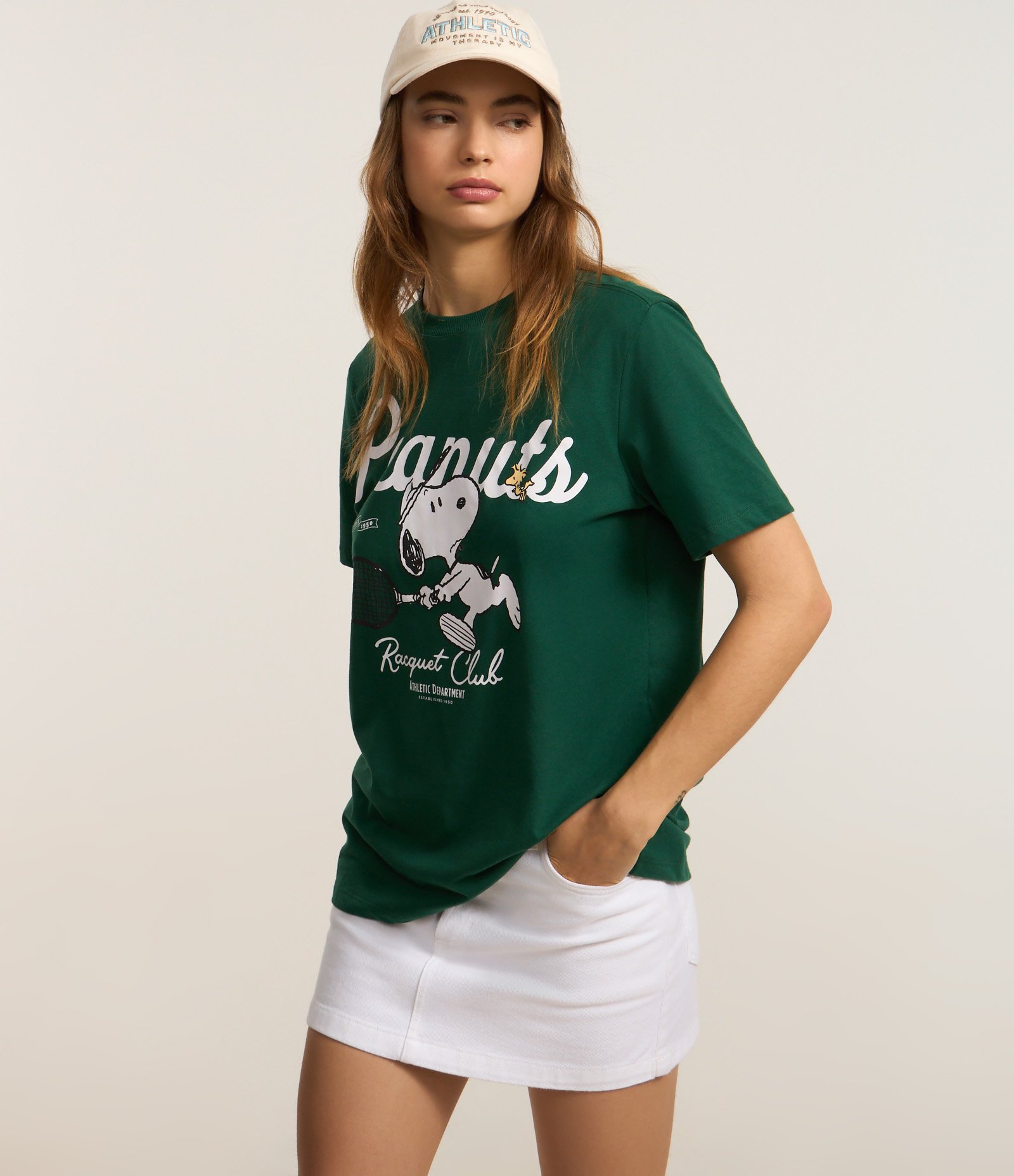 Camiseta Alongada em Algodão com Estampa Frontal Peanuts Verde 3
