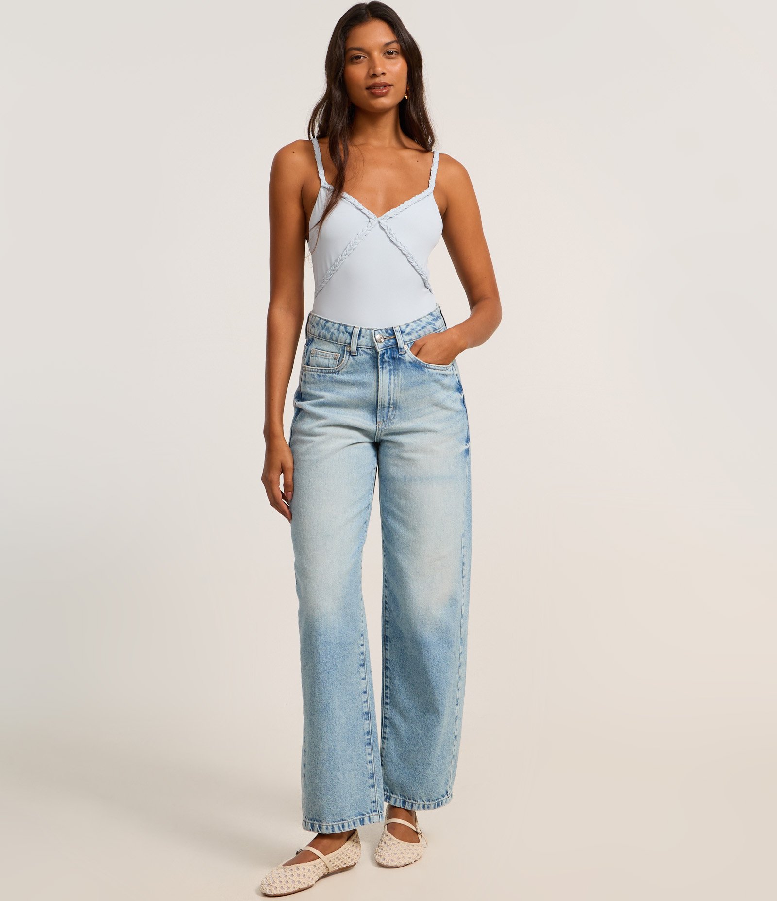 Body em Microfibra com Detalhe Trançado Azul 2