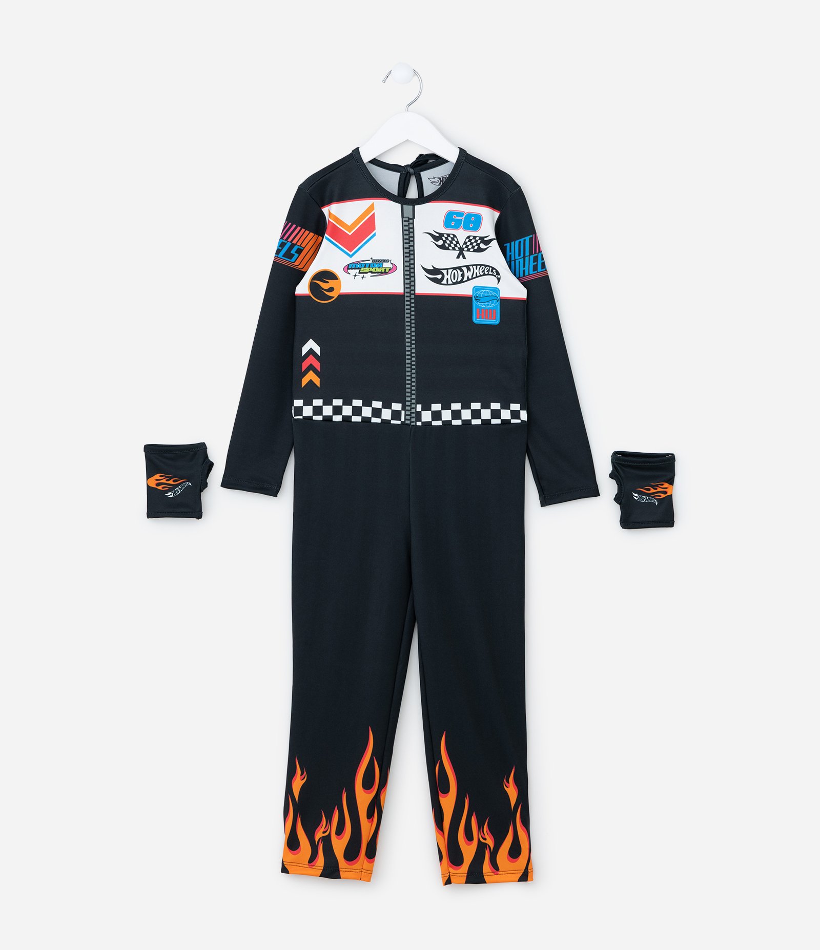 Macacão Infantil com Luvas e Estampa Hot Wheels - Tam 3 a 8 Anos Preto 1