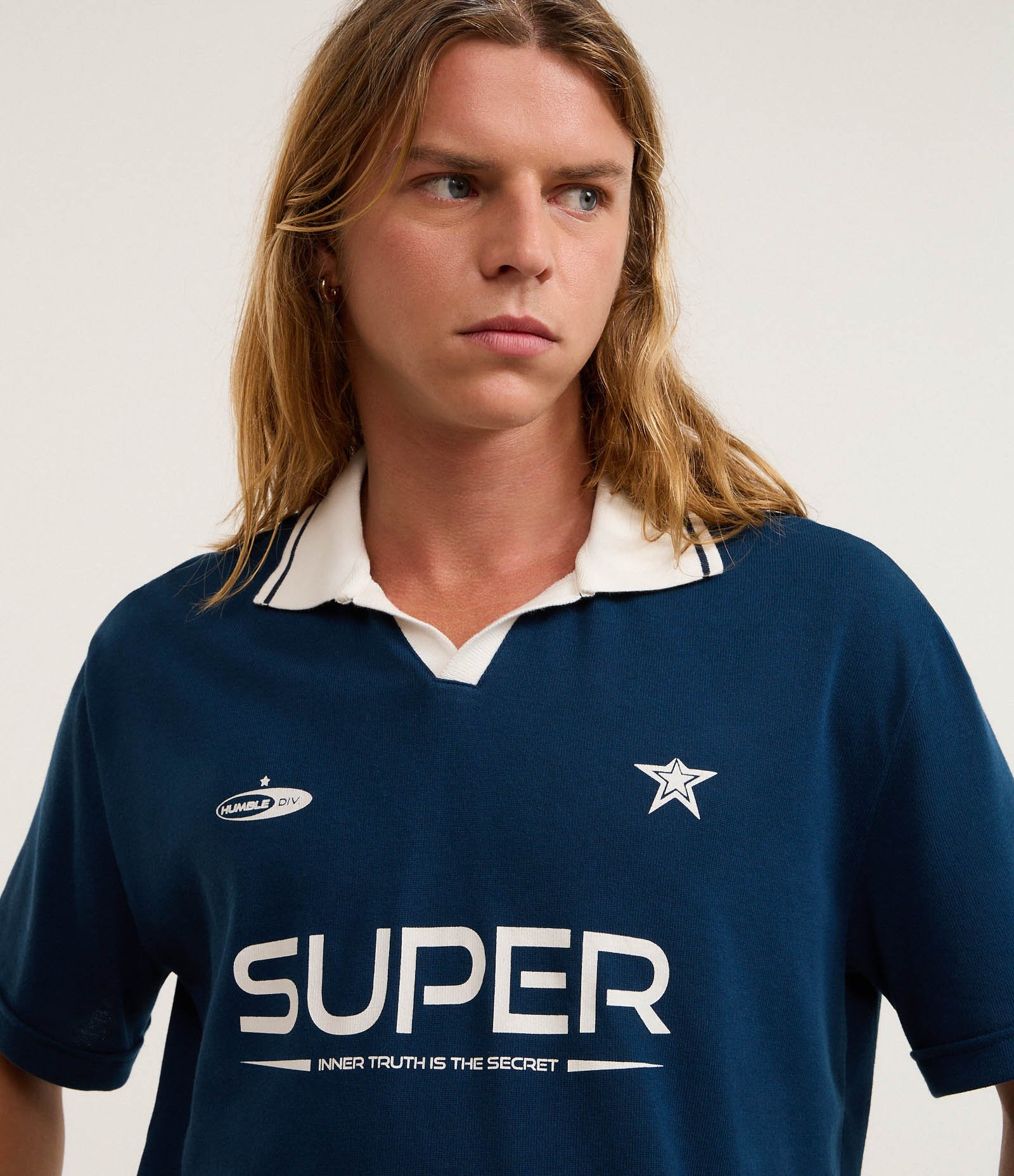 Camisa Polo Sportcore em Algodão com Estampa Lettering Azul 4