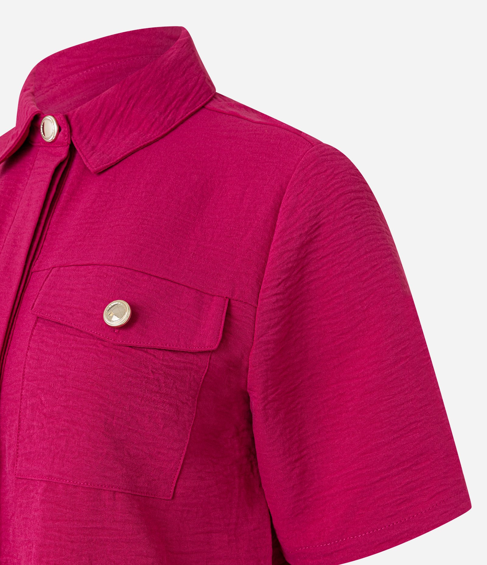 Camisa Airflow com Botões Metalizados e Bolsos Frontais Rosa 6