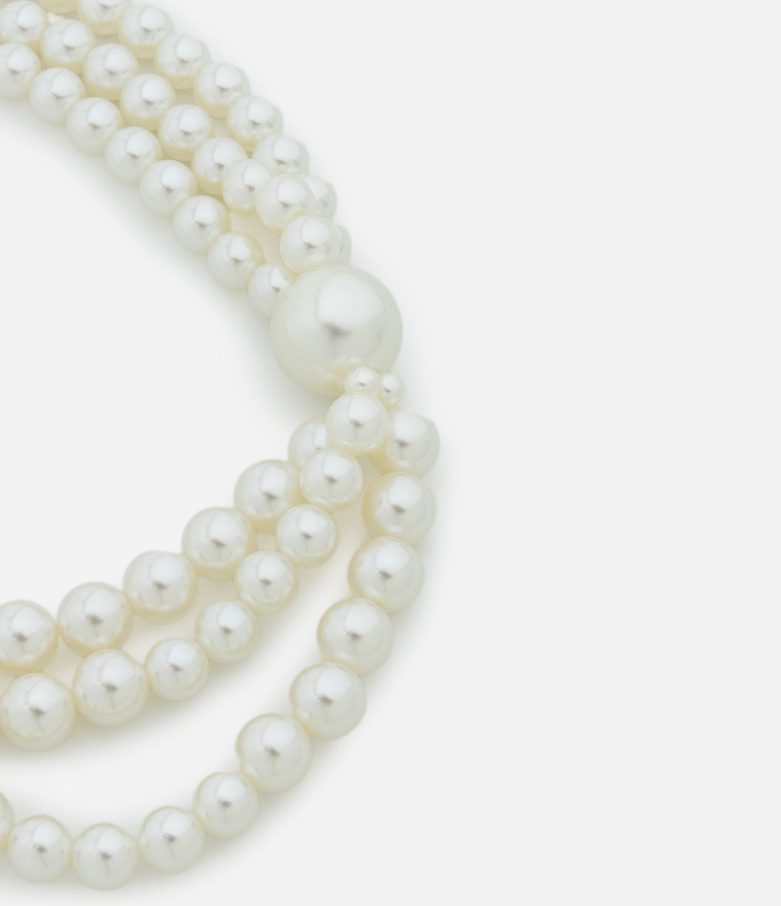 Maxi Colar em Perolas Artificiais com 03 Voltas Branco 2