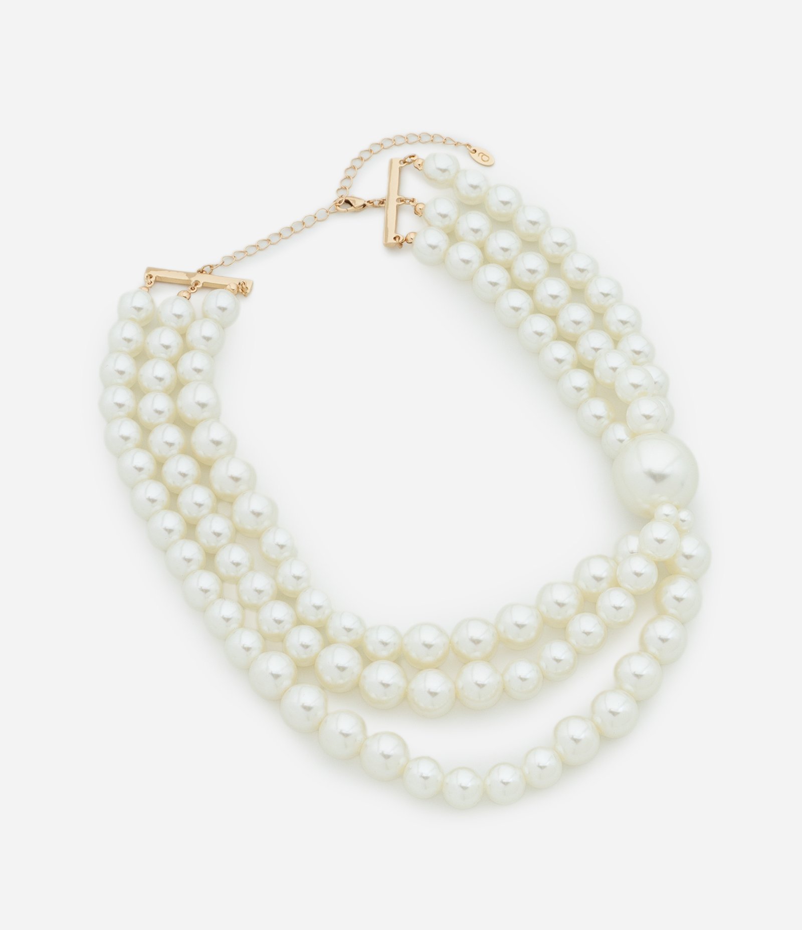 Maxi Colar em Perolas Artificiais com 03 Voltas Branco 3