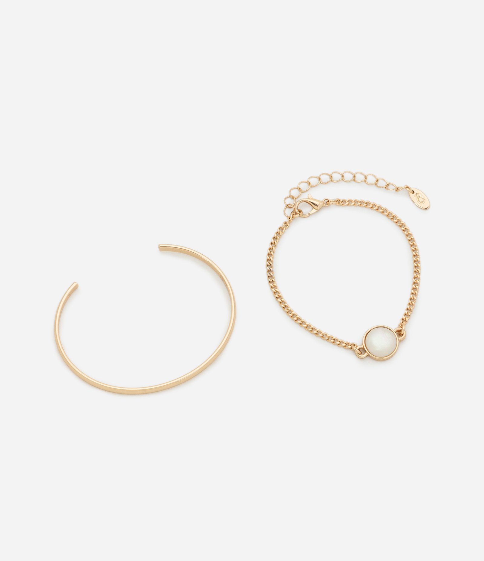 Kit 2 Braceletes em Metal Corrente com Pingente em Resina Dourado 2