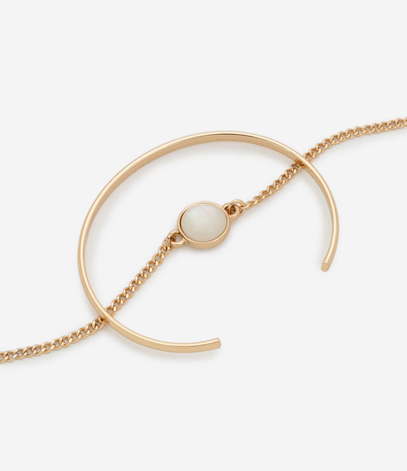 Kit 2 Braceletes em Metal Corrente com Pingente em Resina Dourado 3