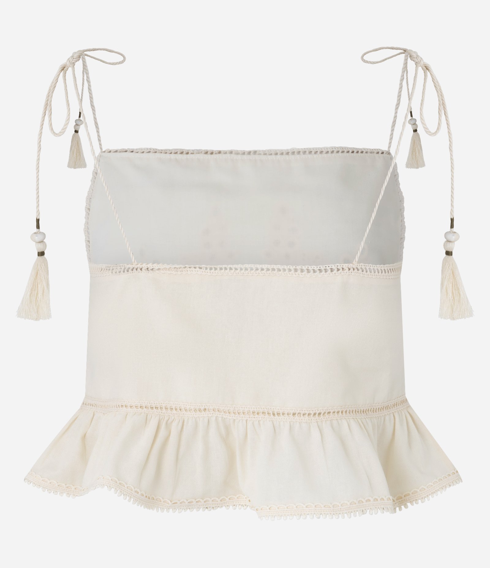 Blusa Curta com Babado e Bordado Bege 10