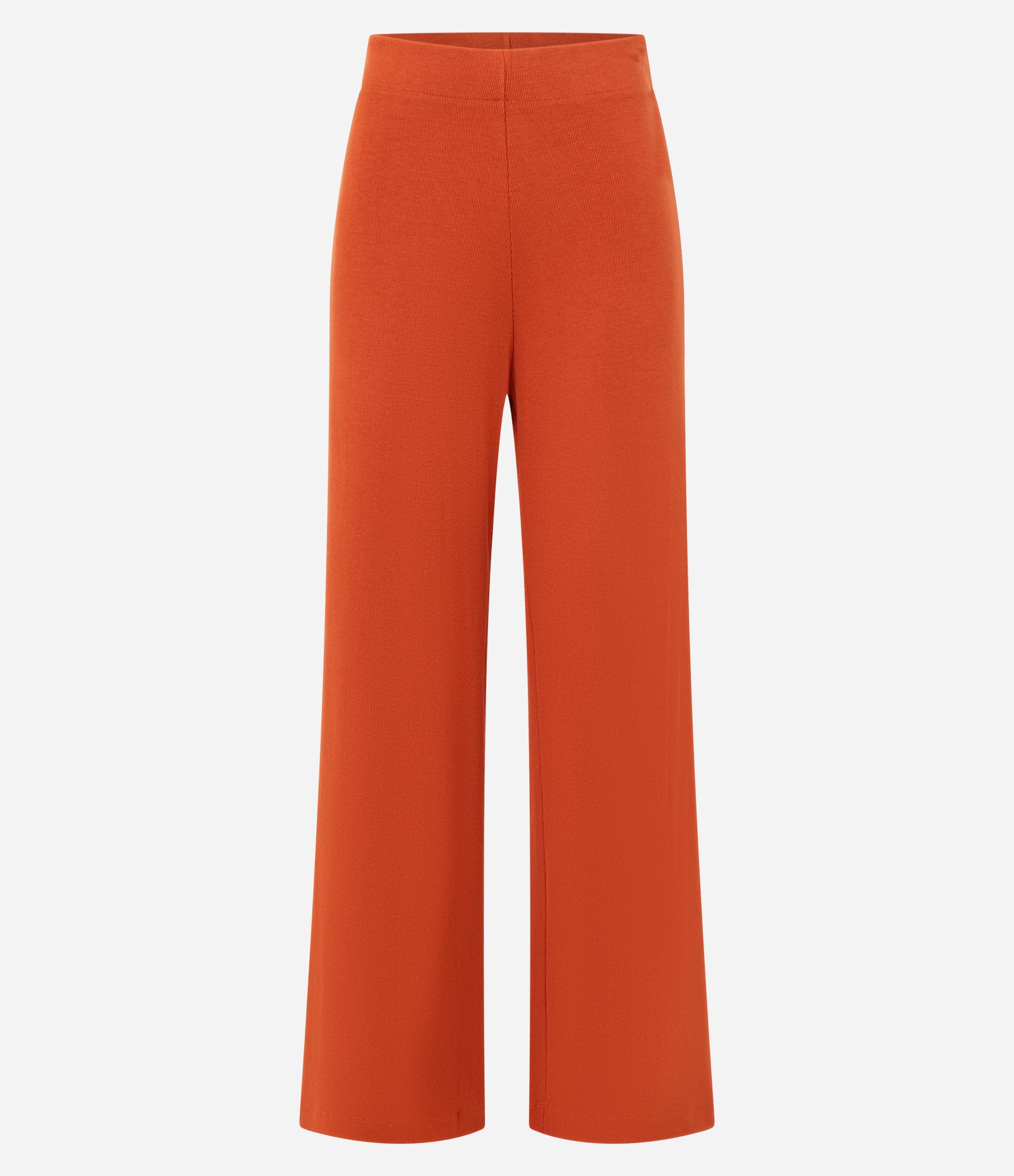 Calça Pantalona em Ribana com Textura Canelada e Cós Elástico Laranja 8