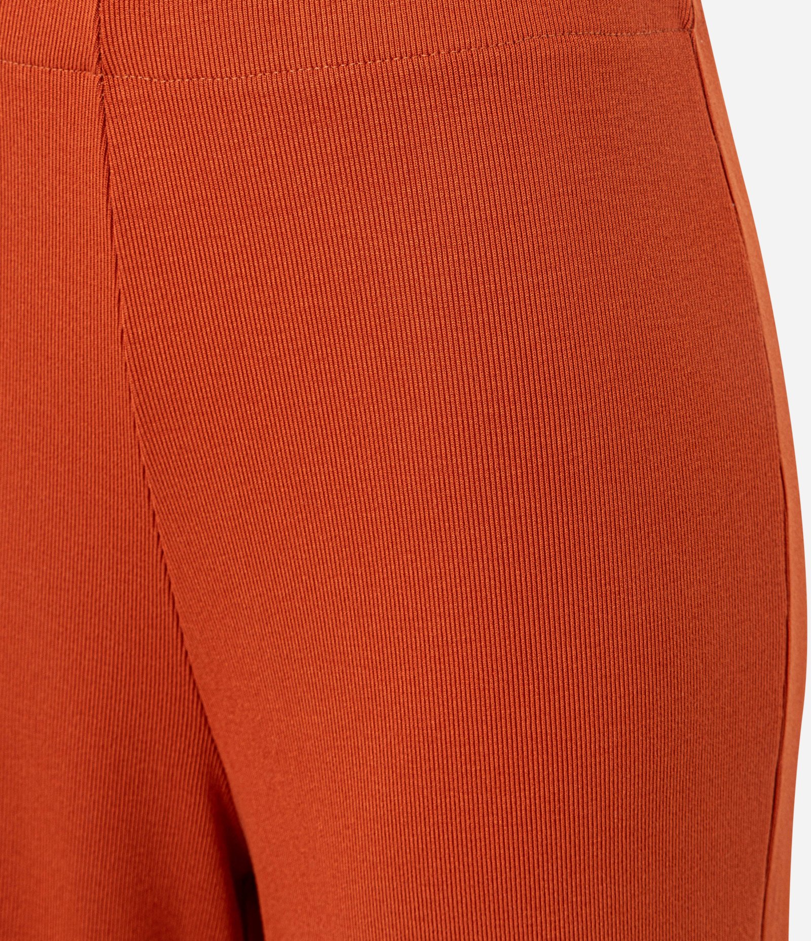Calça Pantalona em Ribana com Textura Canelada e Cós Elástico Laranja 9