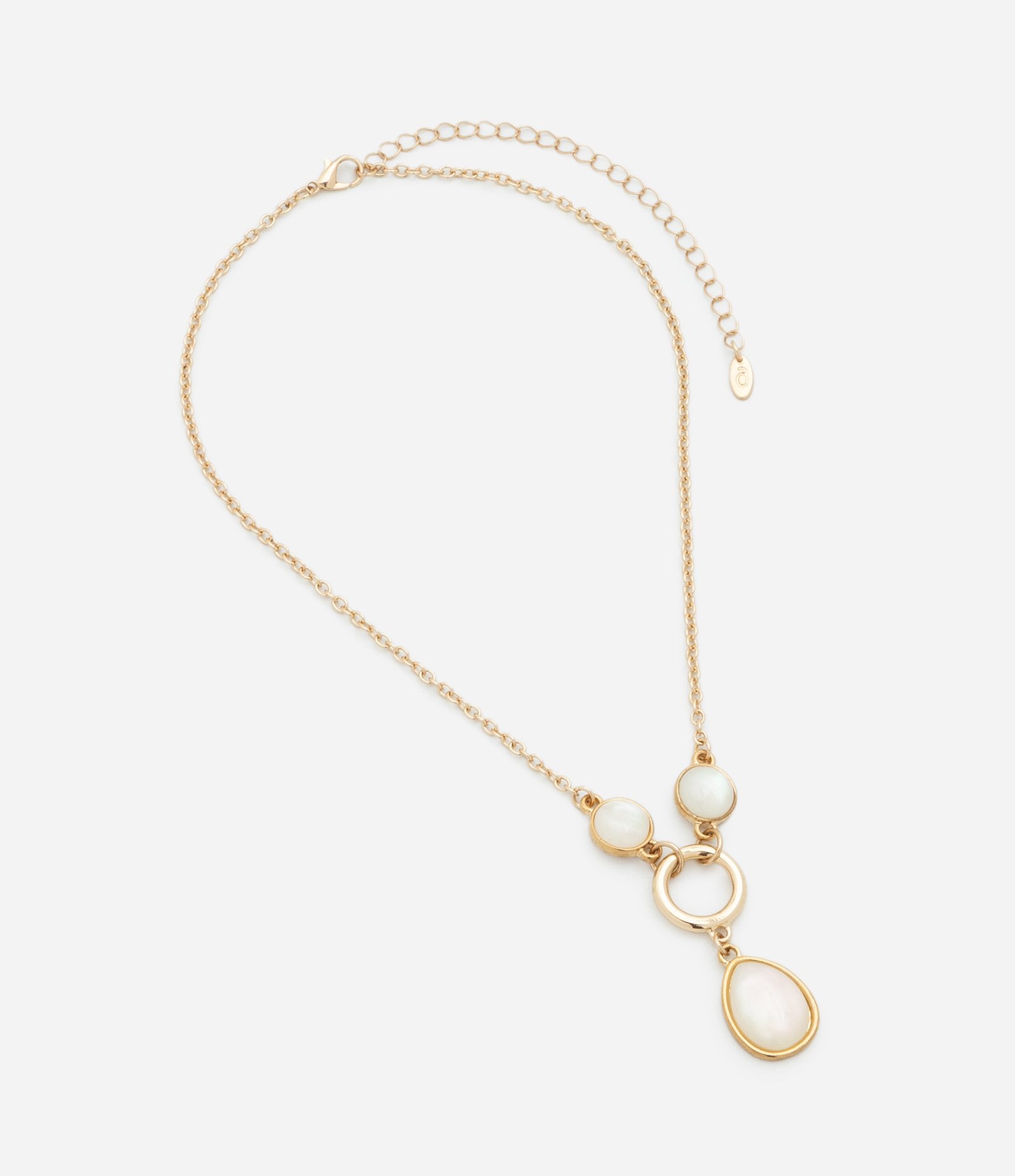 Colar Curto com Pingentes em Resina Dourado/Off White 3