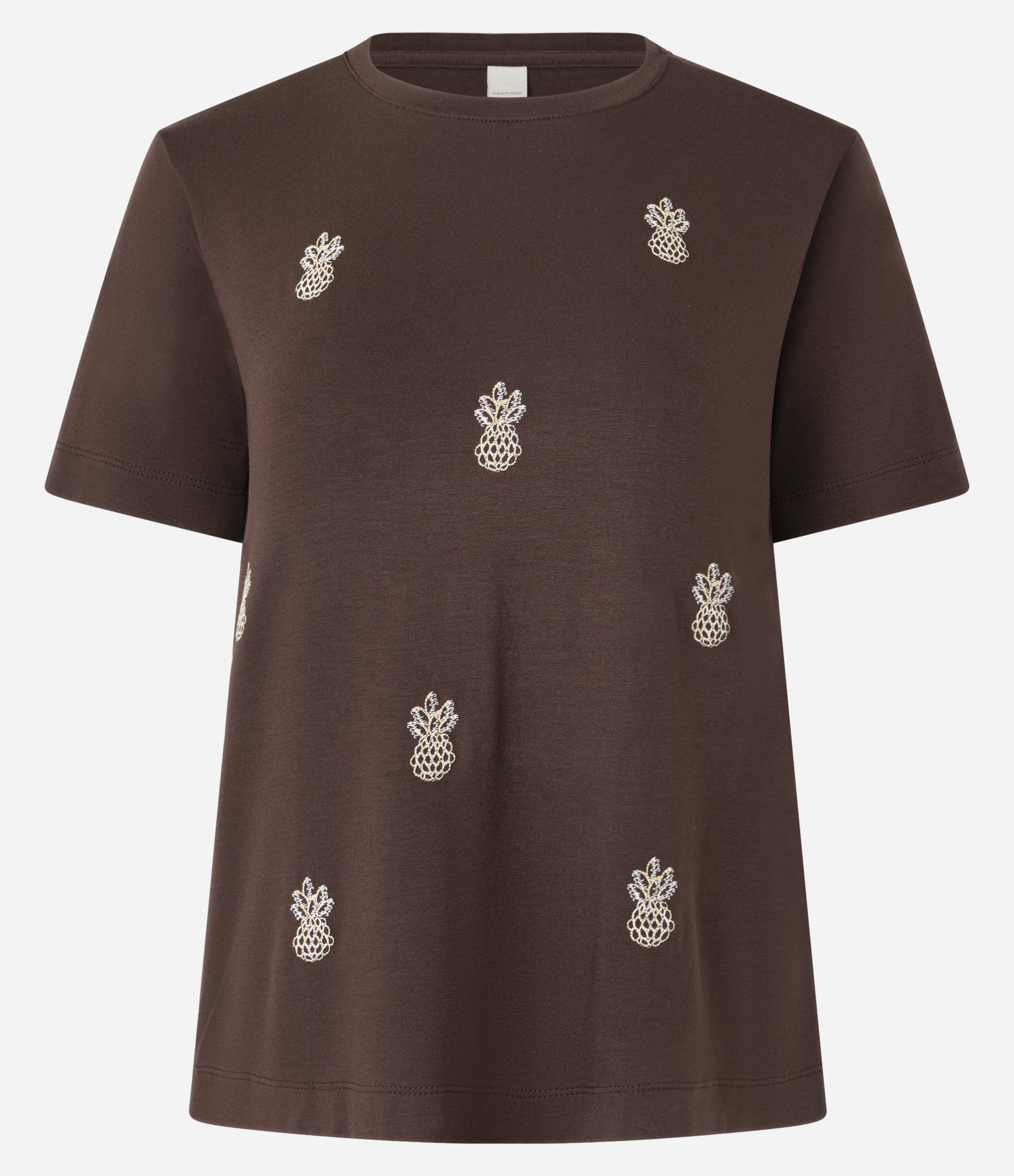 Blusa em Viscose com Bordados de Abacaxis Marrom 5