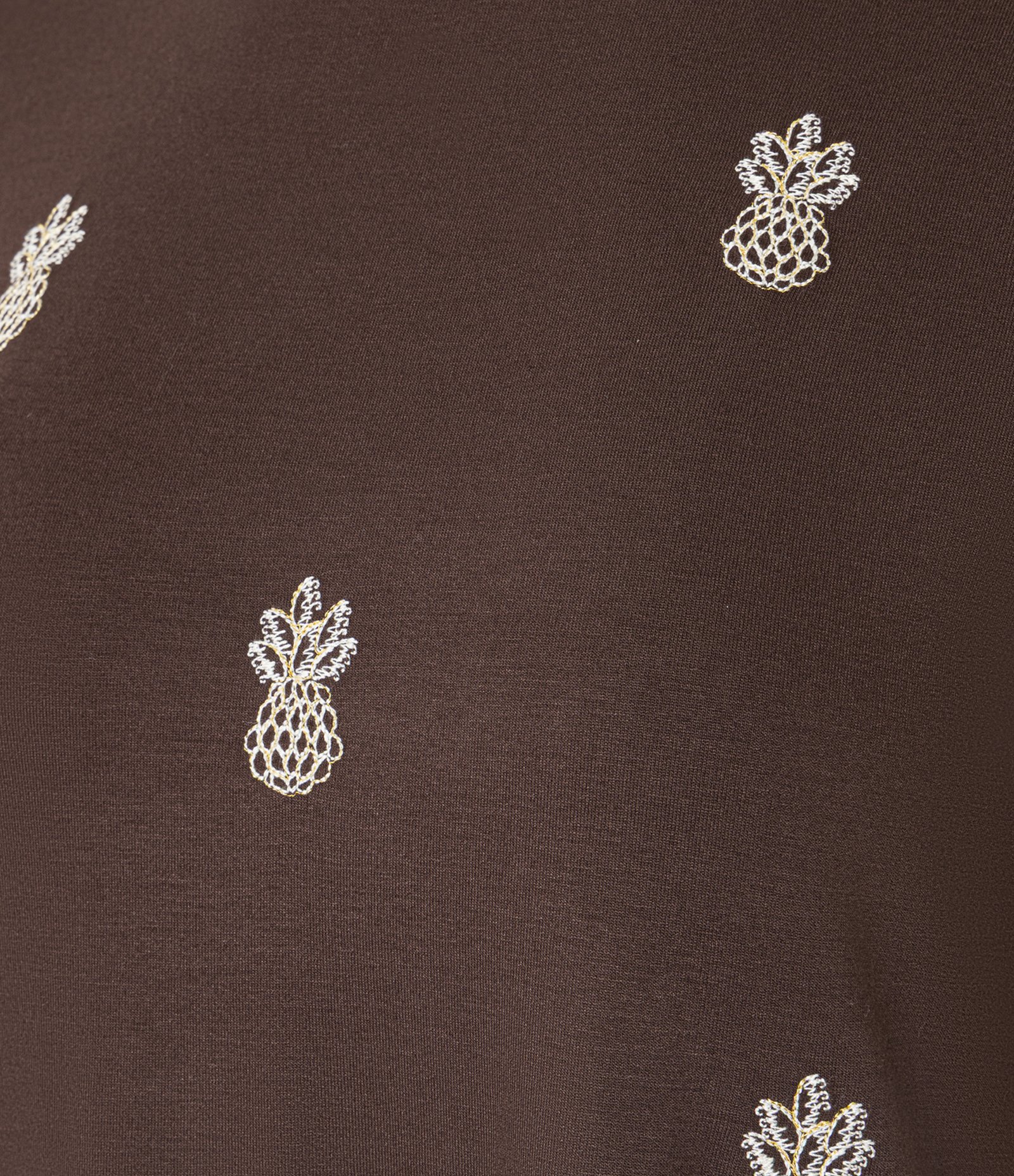 Blusa em Viscose com Bordados de Abacaxis Marrom 6