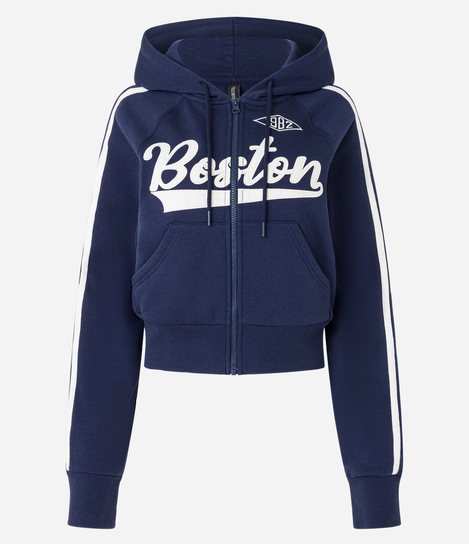 Casaco Cropped em Moletom com Felpa com Estampa Lettering Azul 5