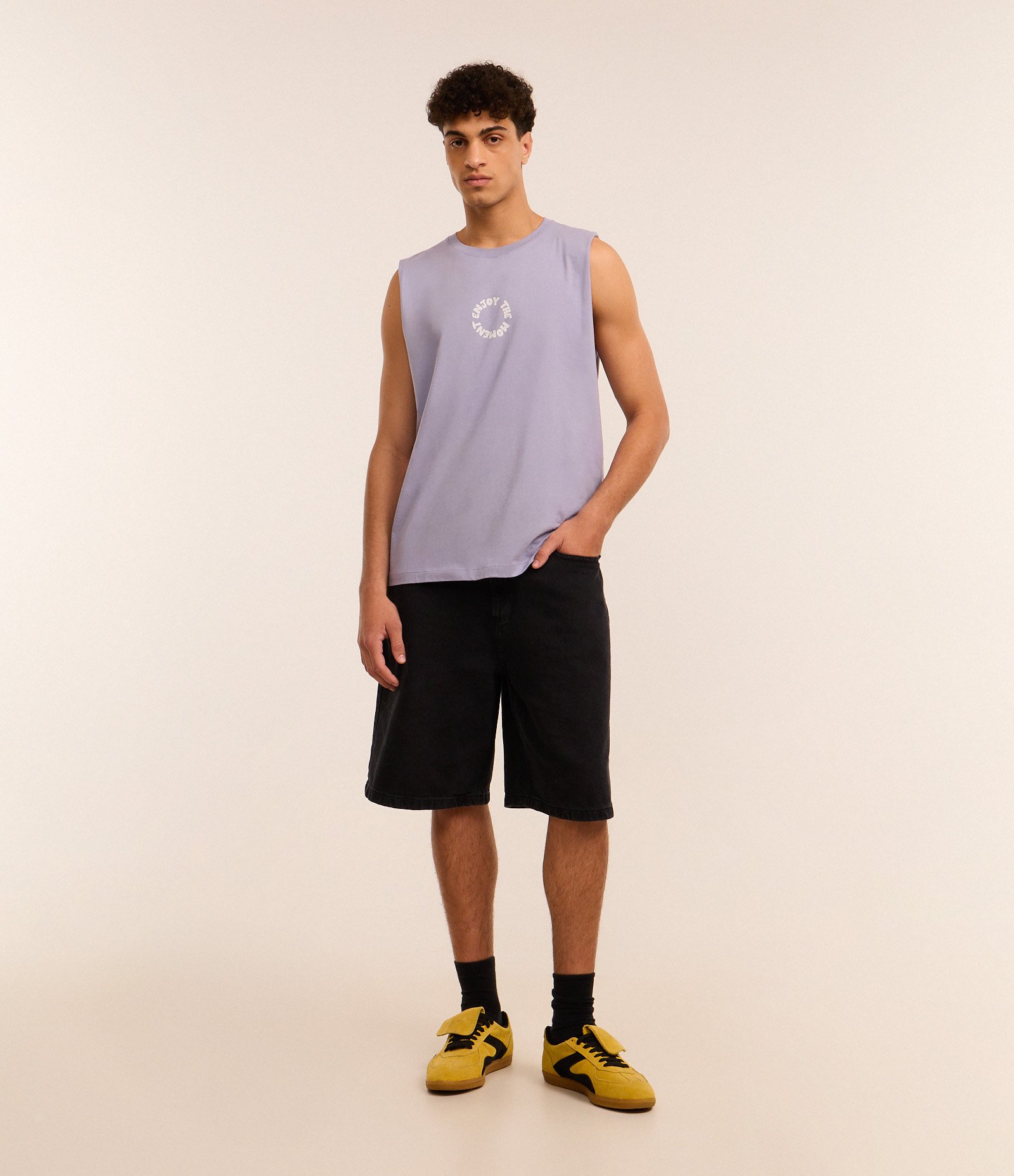 Regata Comfort em Algodão com Estampa Lettering Lilás 2