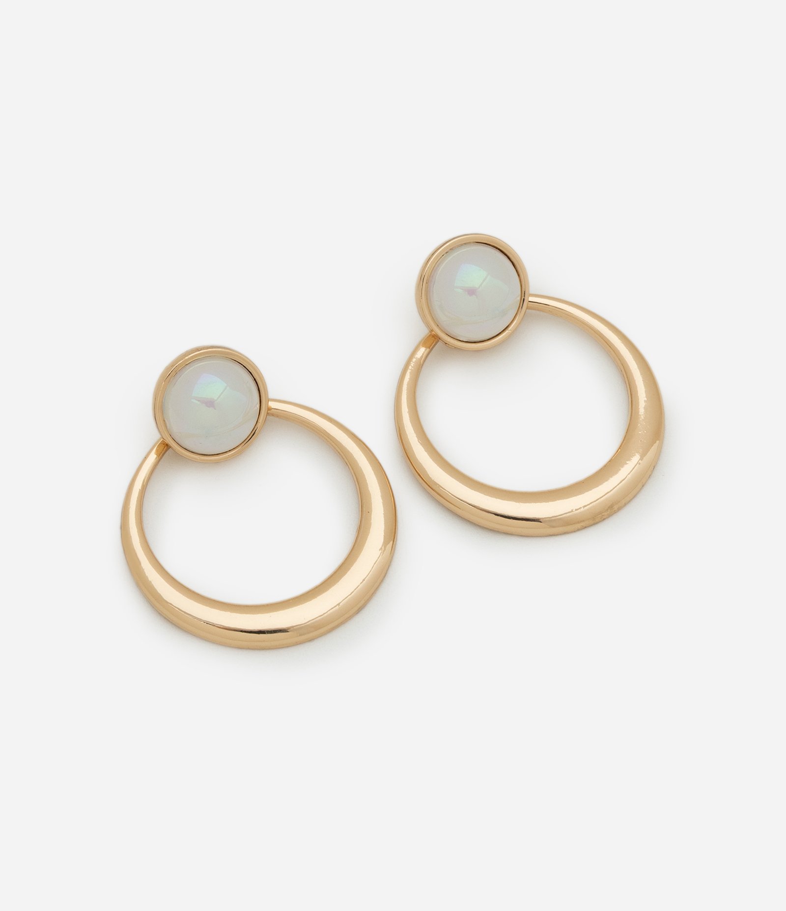 Brinco Argola com Base Resina Redoma e Pingente Frontal Off White 2