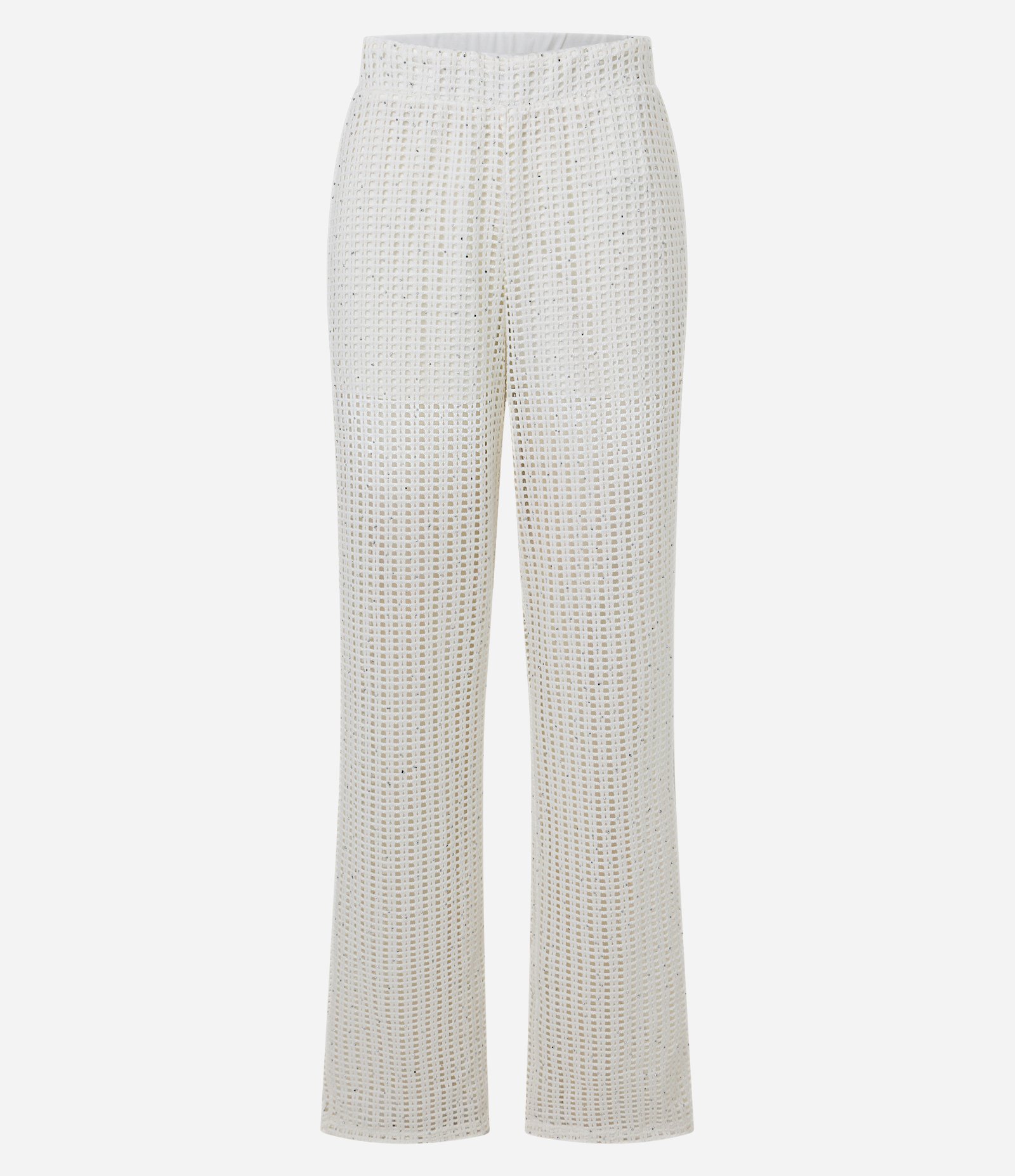 Calça em Tricô Telado com Brilhinhos Branco 5