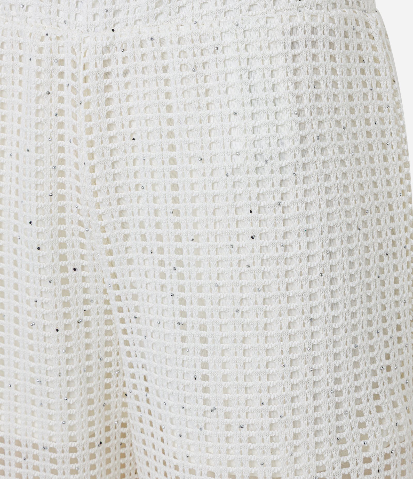 Calça em Tricô Telado com Brilhinhos Branco 7