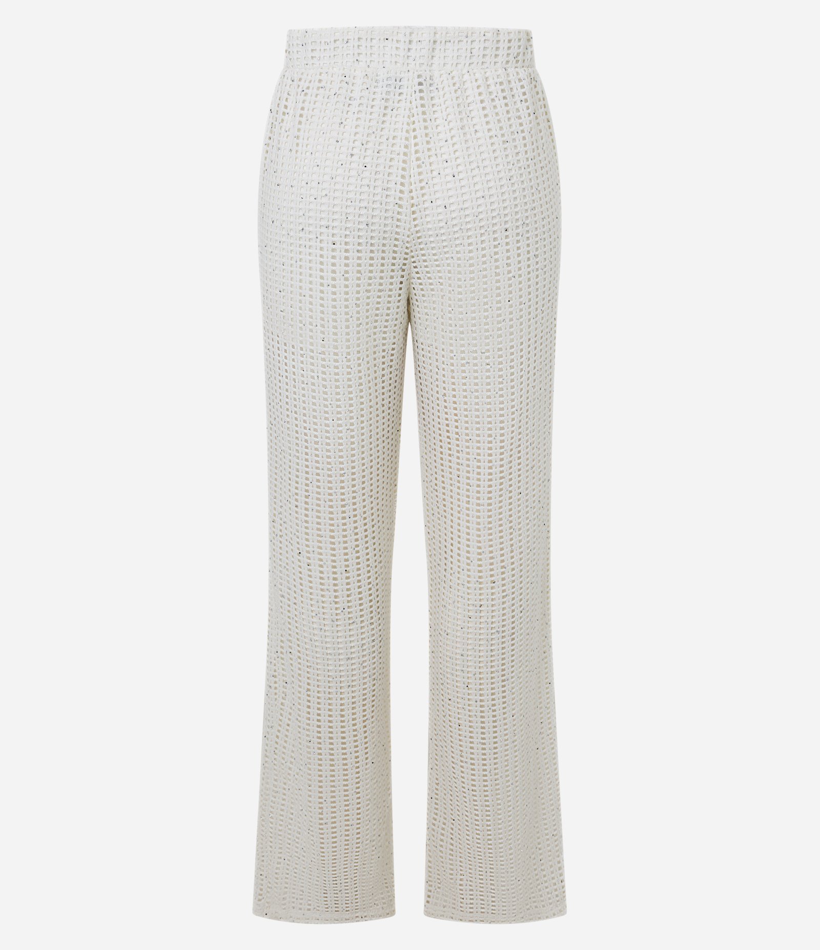 Calça em Tricô Telado com Brilhinhos Branco 8