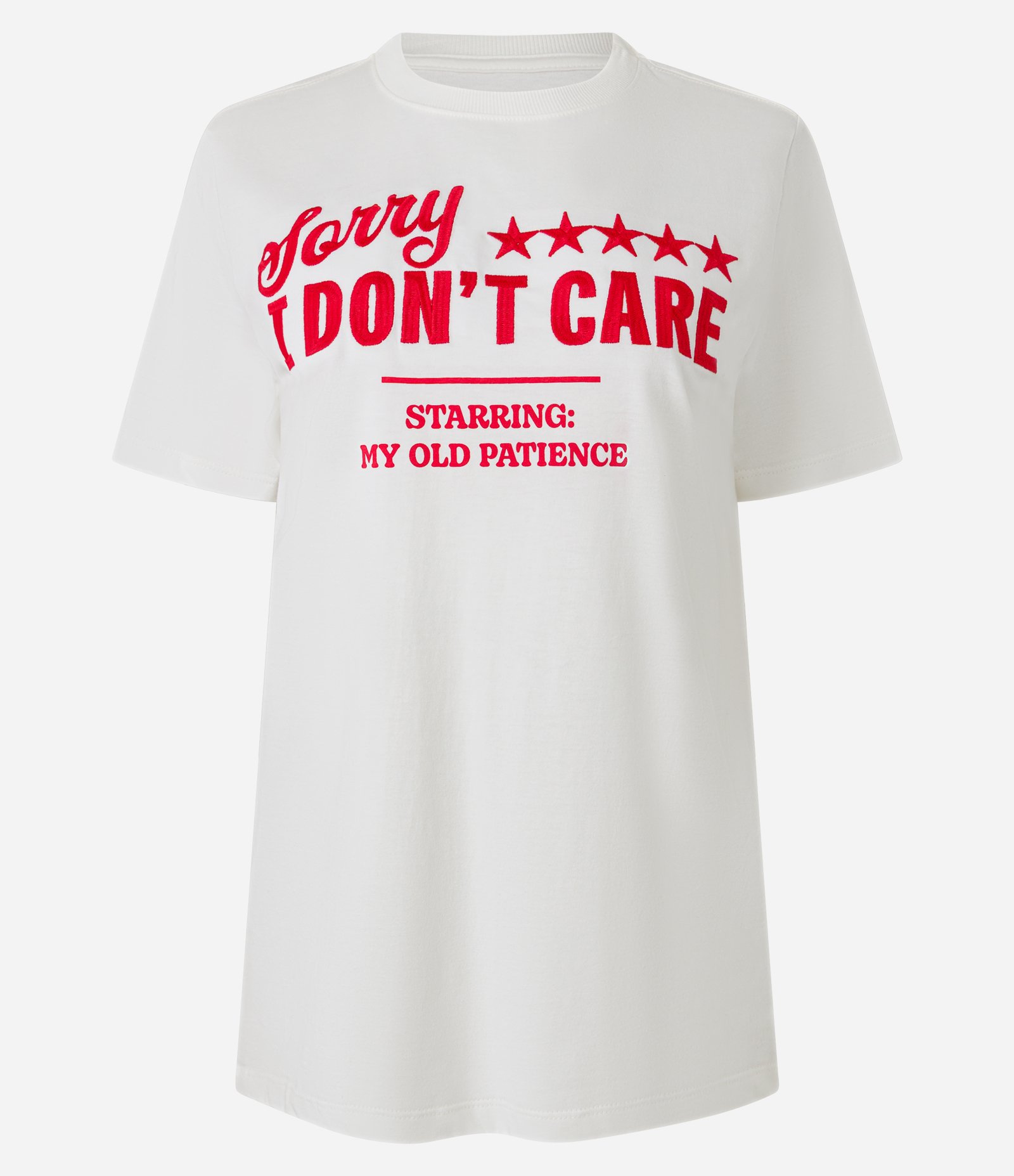 Camiseta Alongada em Algodão com Lettering Sorry I Dont Care Branco 4