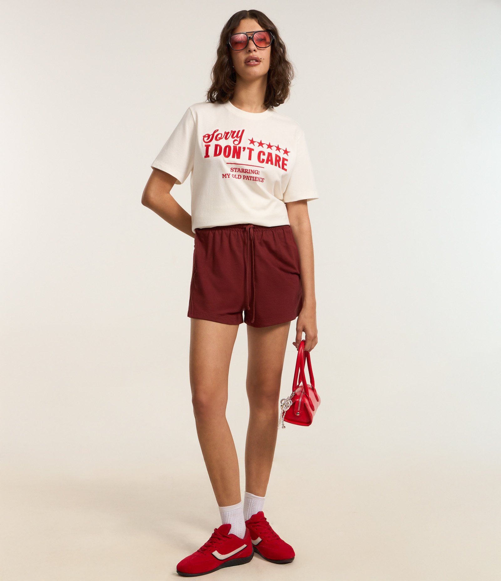 Camiseta Alongada em Algodão com Lettering Sorry I Dont Care Branco 3