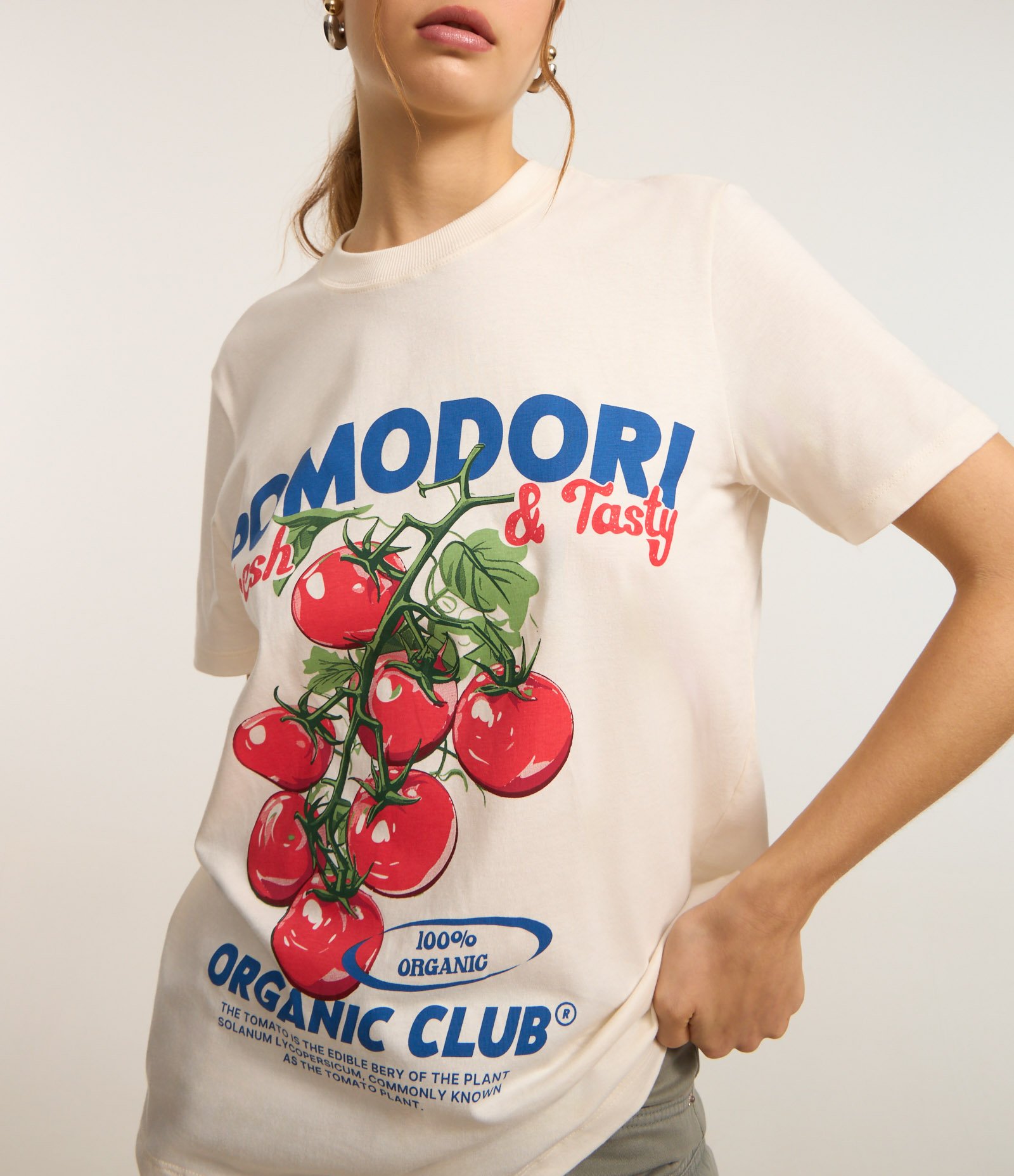 Camiseta Alongada em Algodão com Estampa Pomodoro Off White 3