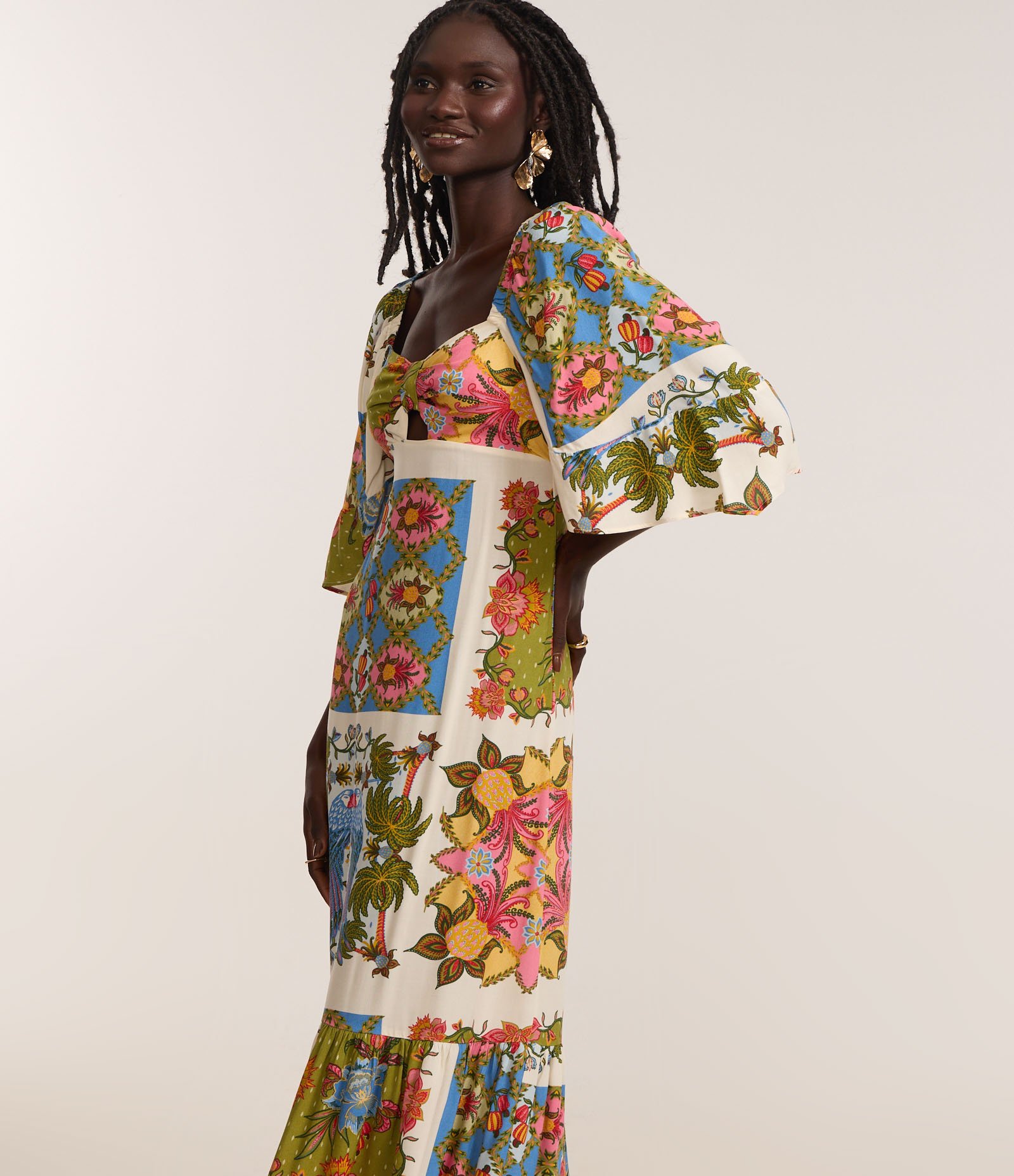 Vestido Long Midi com Estampa Tropical Multicores 2