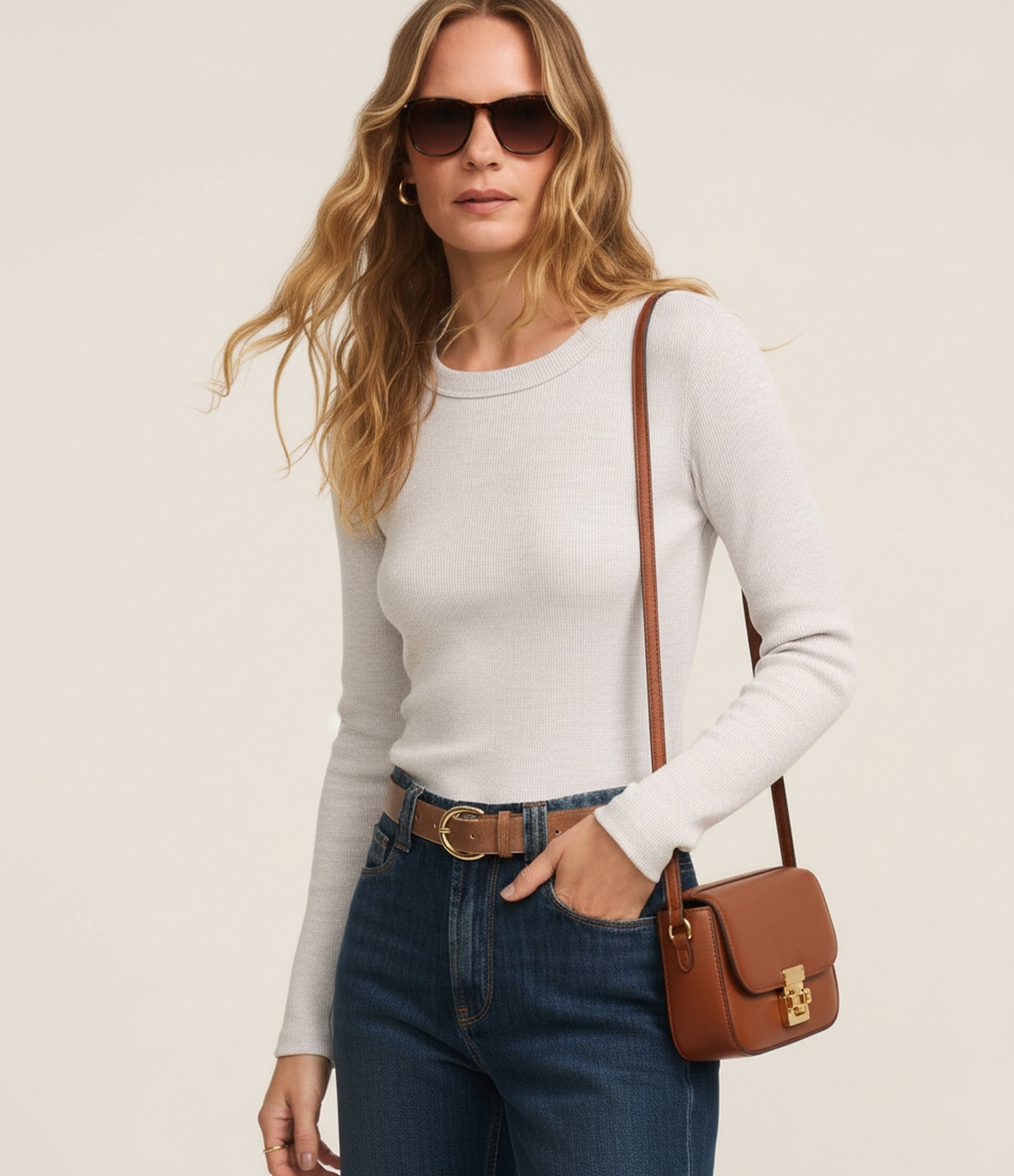 Blusa Básica com Gola Redonda Cinza 4