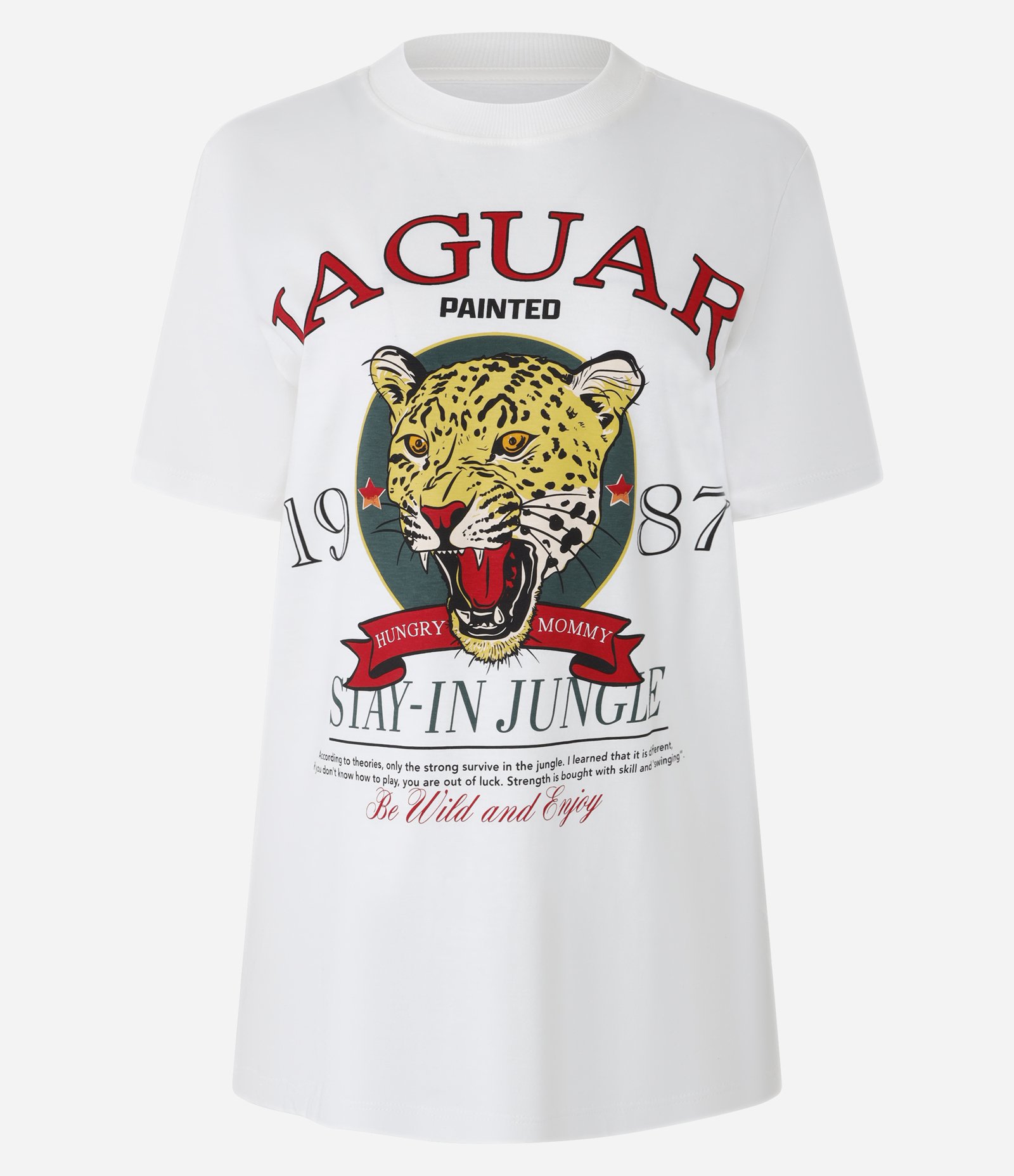 Camiseta Alongada em Algodão com Estamoa Jaguar Branco 4