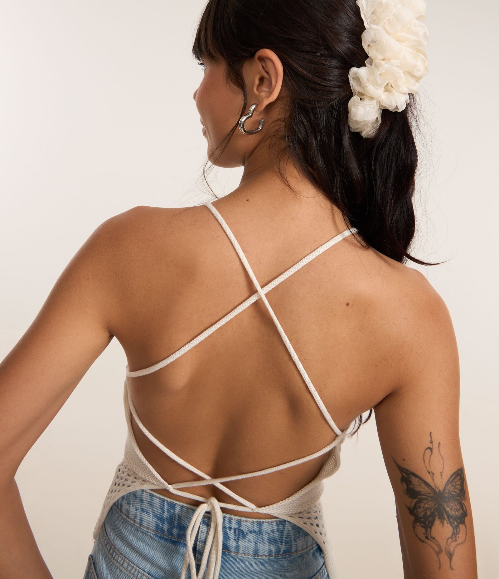 Blusa Frente Única em Tricô Branco 4
