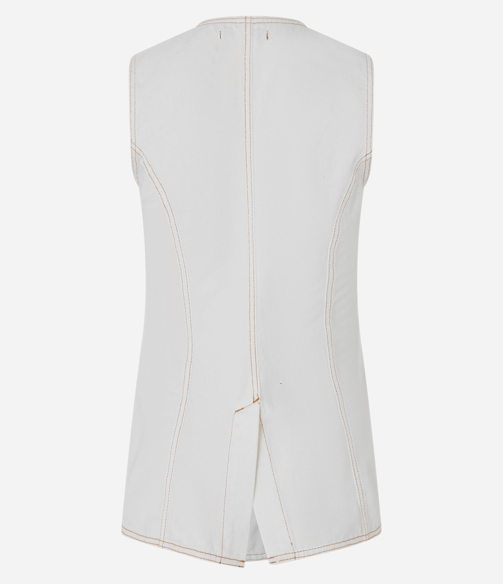 Colete Alongado em Sarja com Detalhes Contrastantes Branco 6