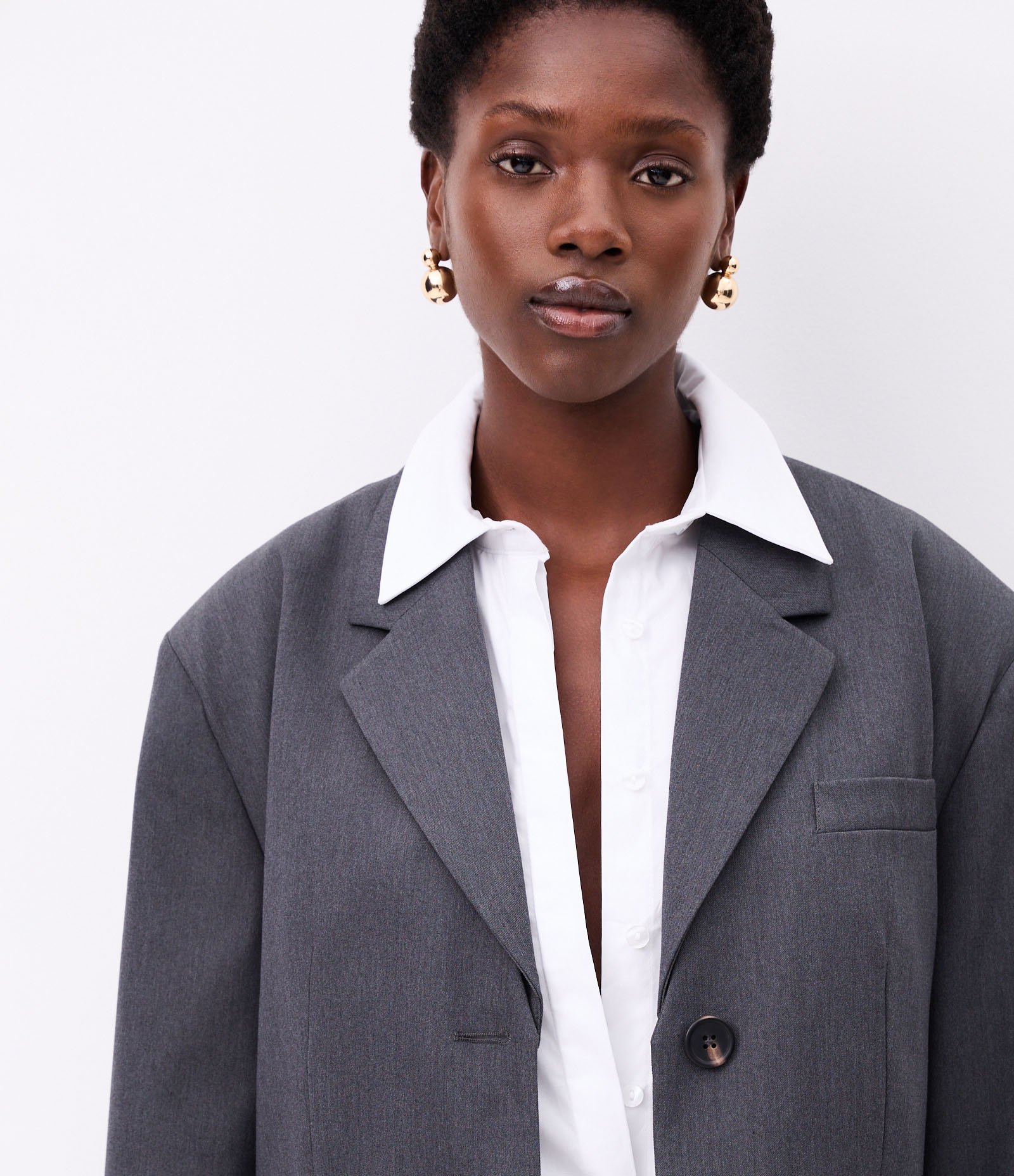 Blazer Maxi Overiszed Alfaiatado com Lapela Removível Cinza 8