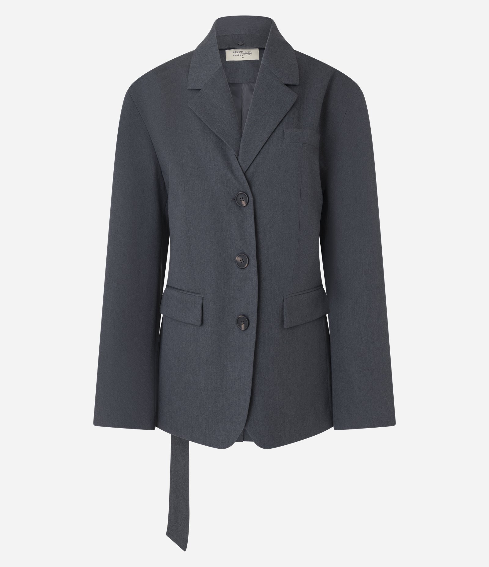 Blazer Maxi Overiszed Alfaiatado com Lapela Removível Cinza 10