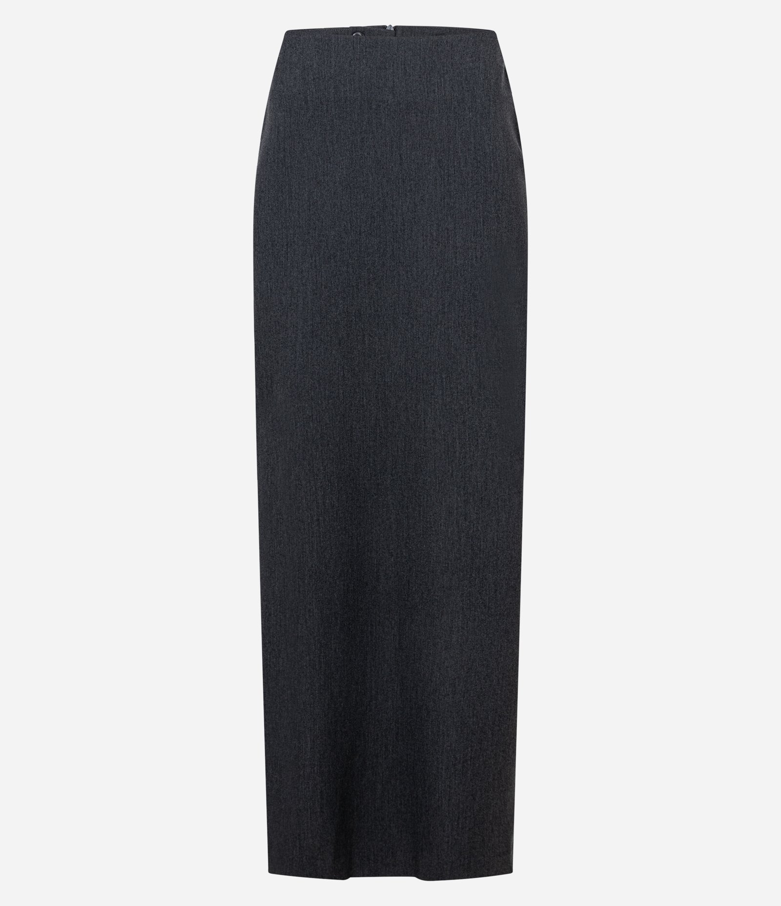 Saia Midi Reta com Corte Alfaiatado e Fenda Cinza 6