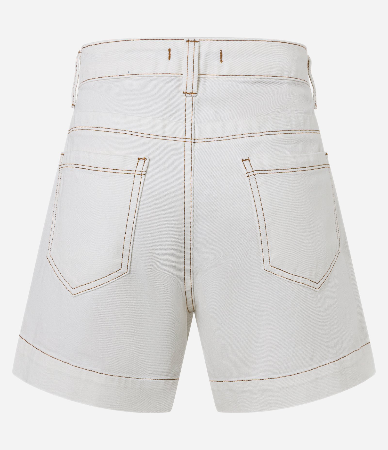 Short Mom Alfaiataria em Sarja com Botão Forrado e Costuras Contrastantes Branco 6