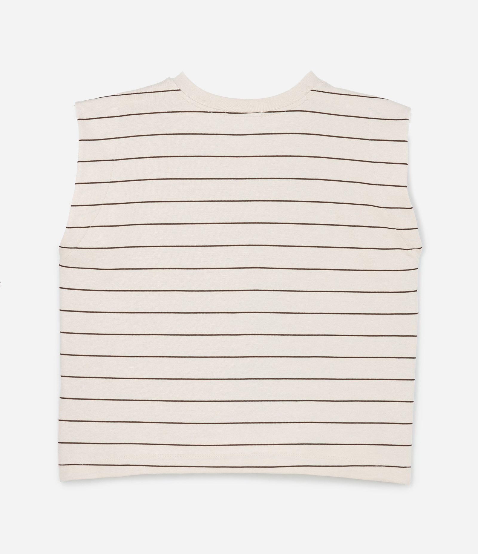 Blusa Regata em Ribana com Listras Curve & Plus Size Bege 5