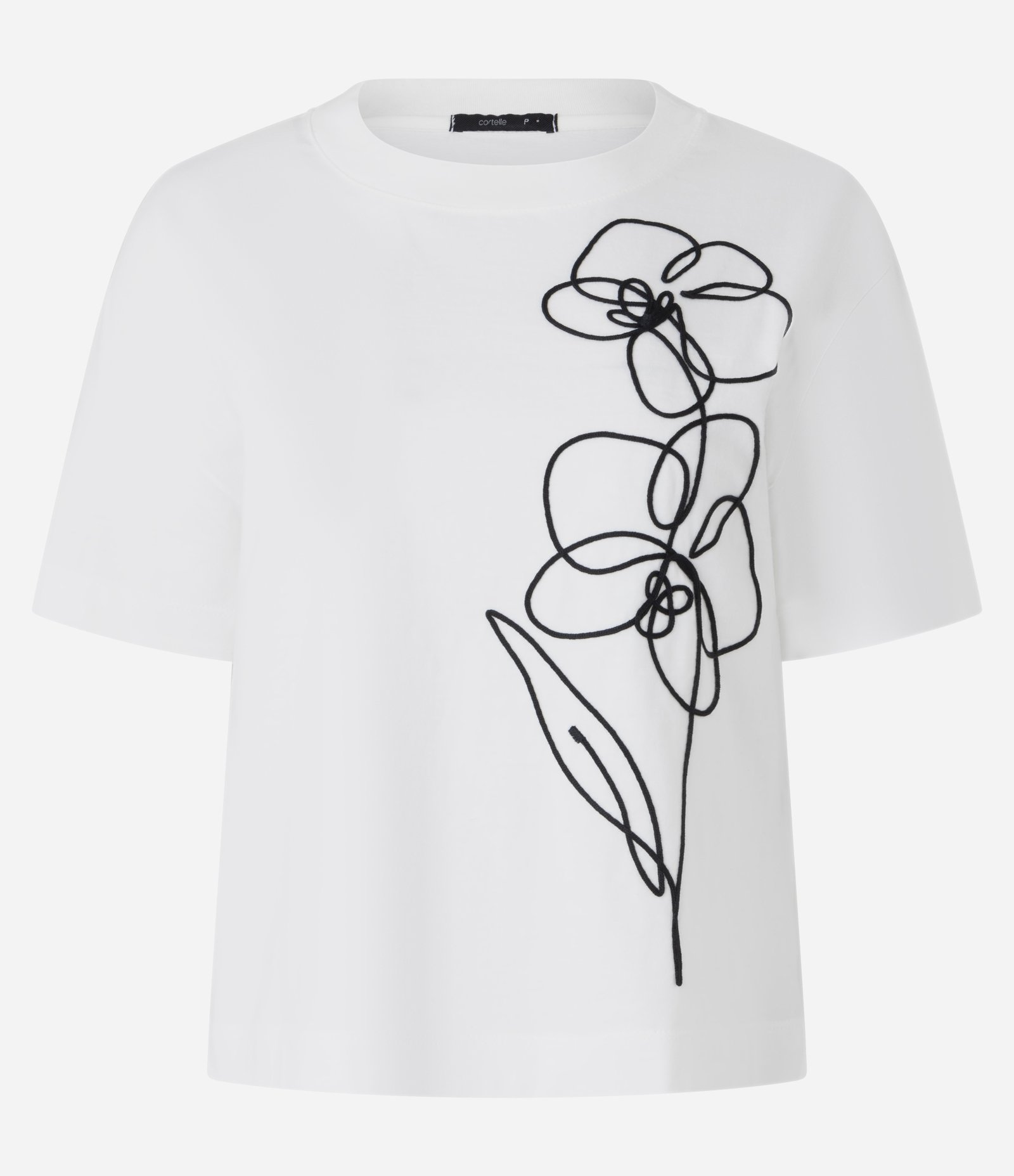 Blusa em Algodão com Bordado Floral Rabiscado Branco 1