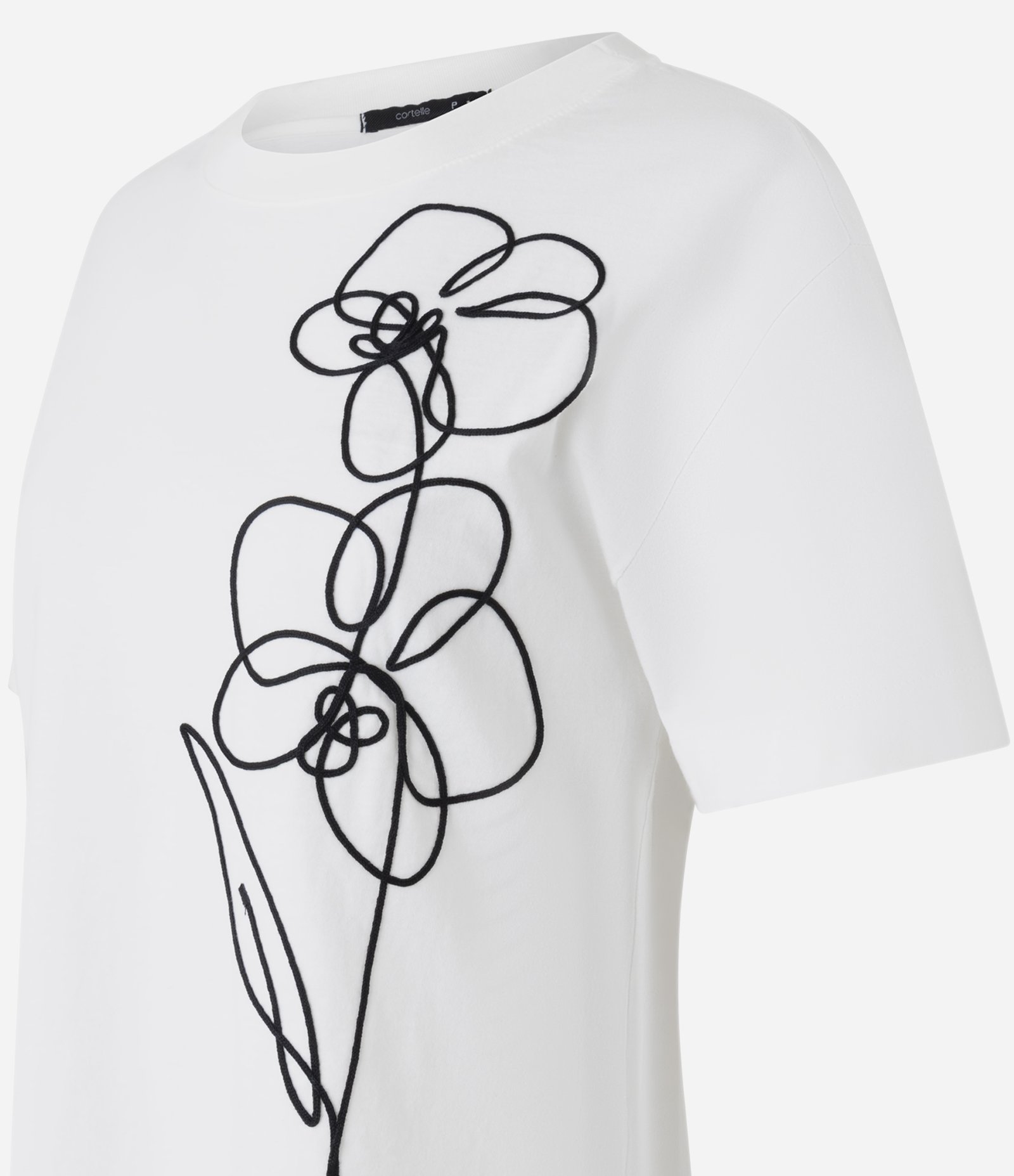 Blusa em Algodão com Bordado Floral Rabiscado Branco 2