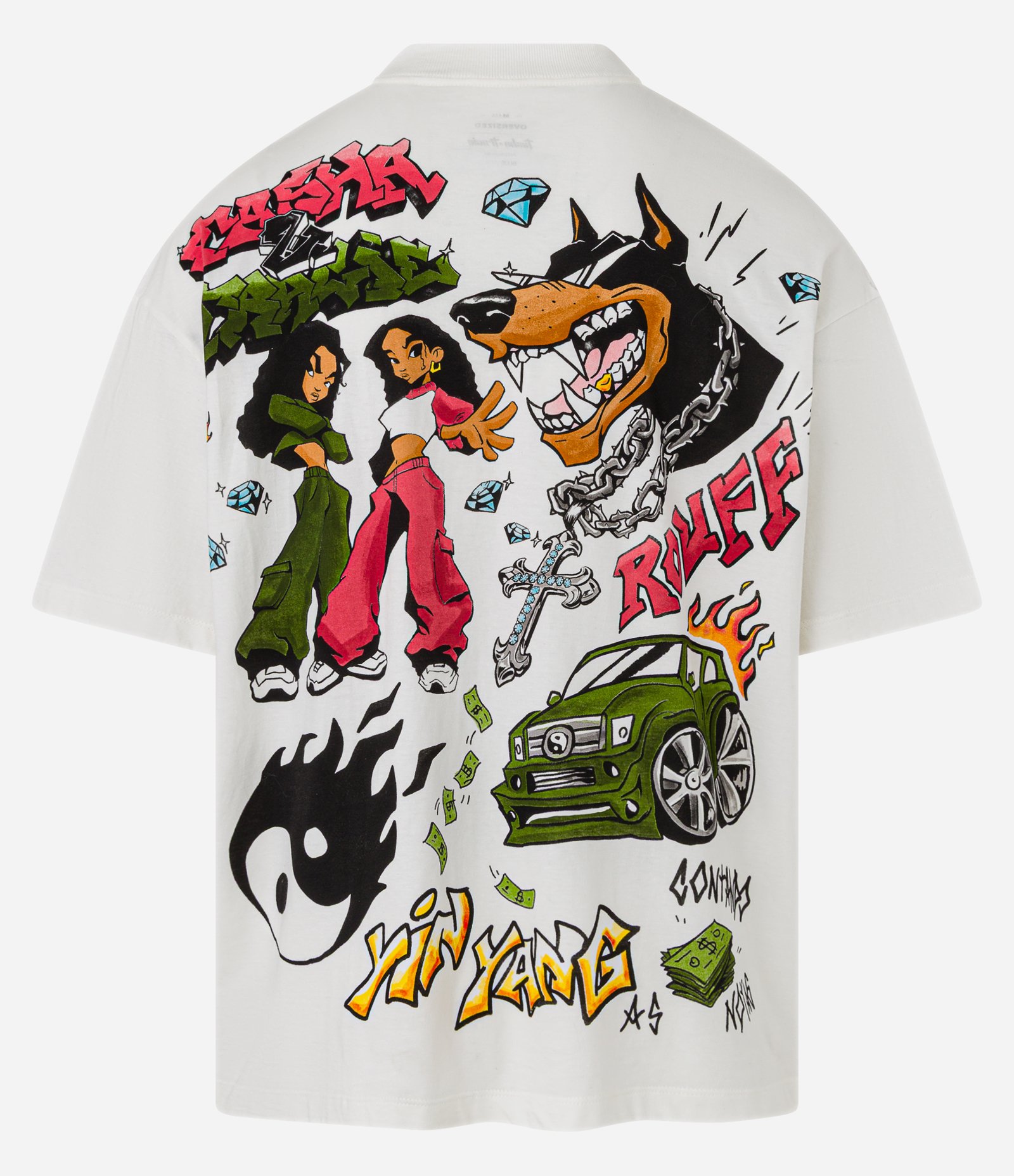 Camiseta Oversized em Algodão com Estampa Tasha e Tracie Branco 7