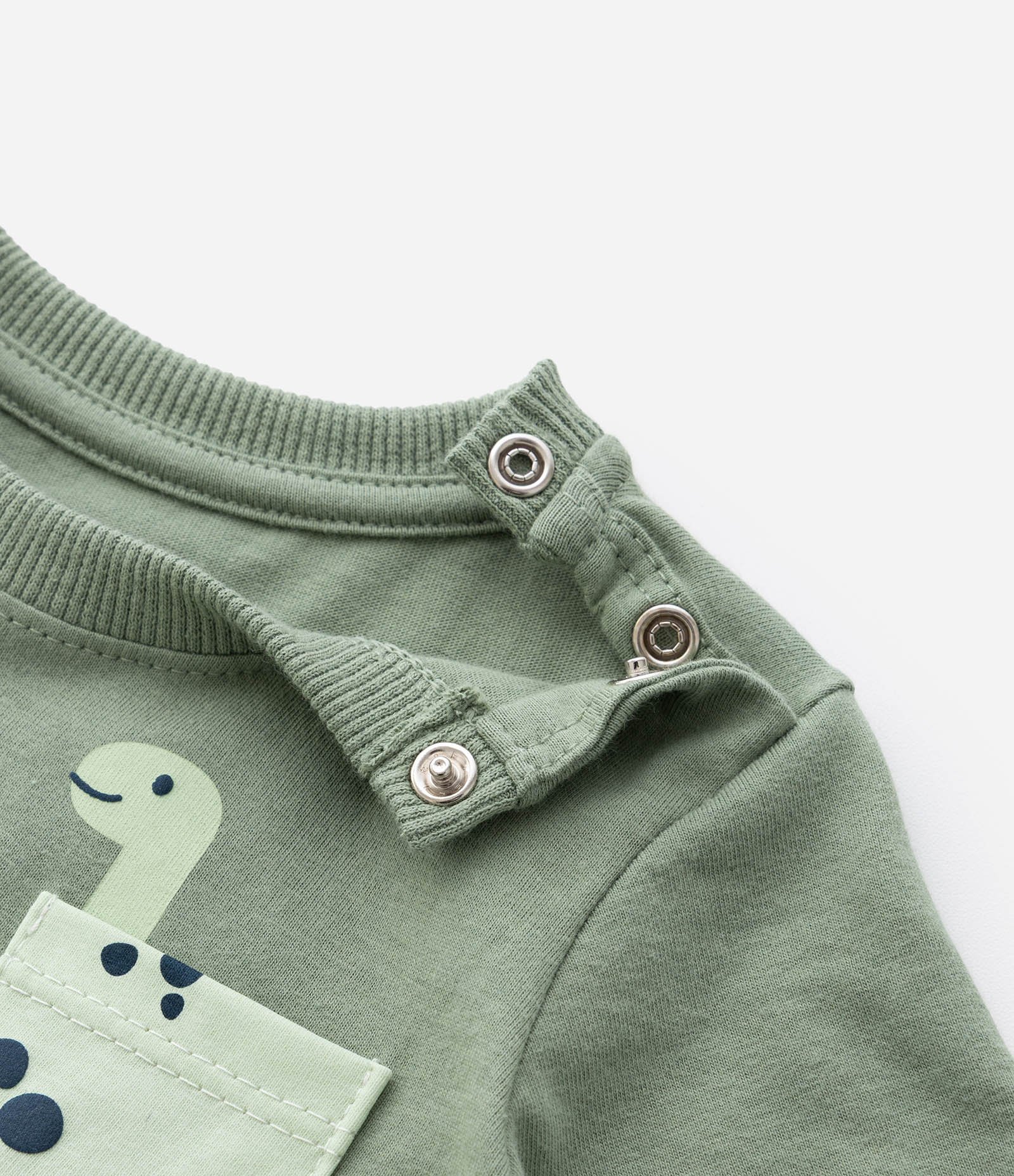 Camiseta Infantil com Bolsinho de Dinossauro - Tam 0 a 18 Meses Verde 4