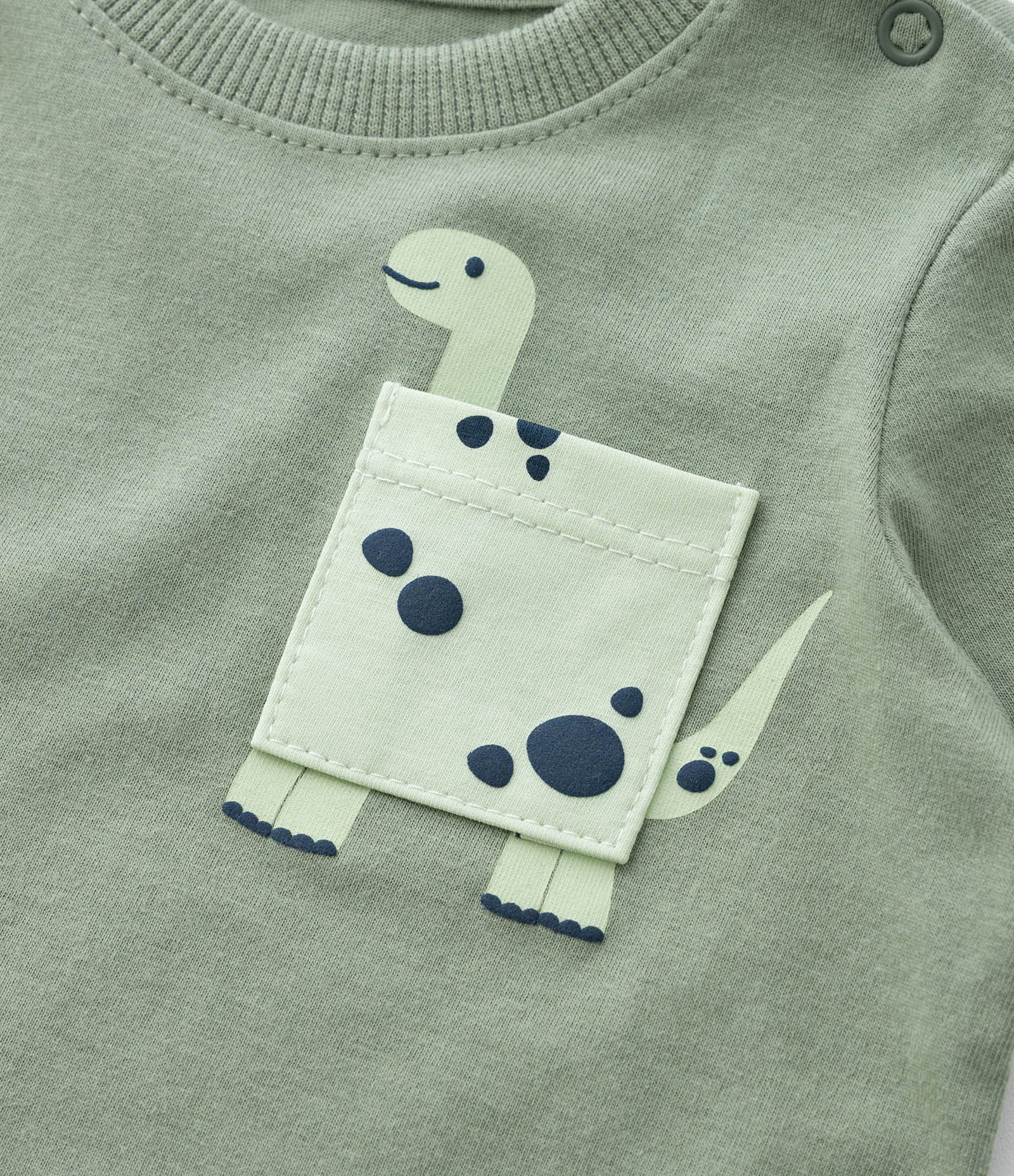 Camiseta Infantil com Bolsinho de Dinossauro - Tam 0 a 18 Meses Verde 5