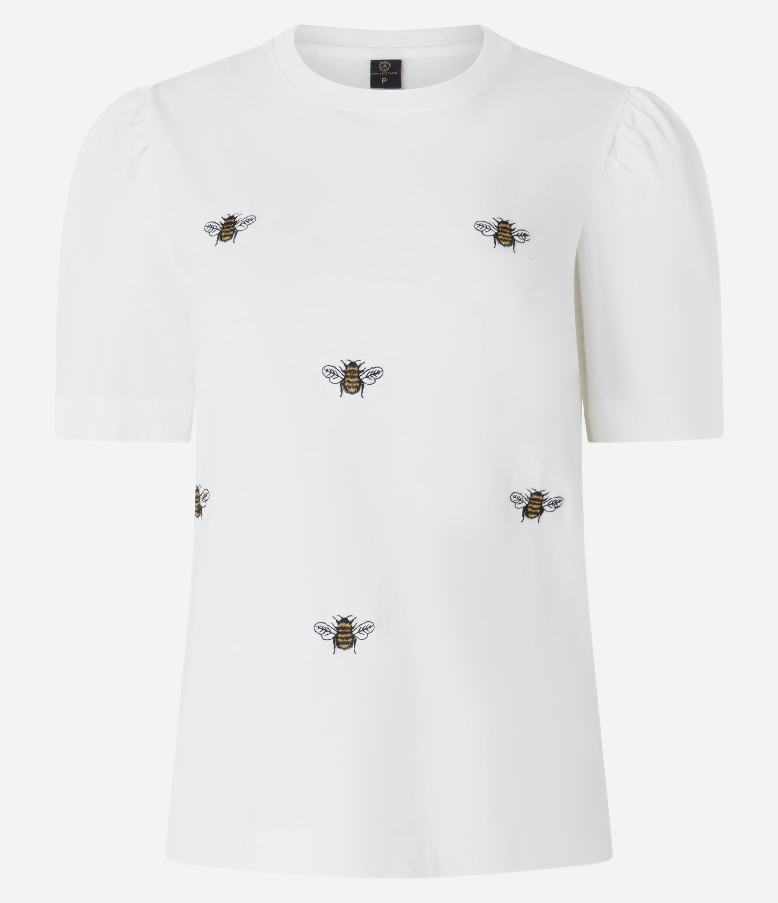 Blusa em Algodão com Manga Bufante e Abelhas Bordadas Branco 5