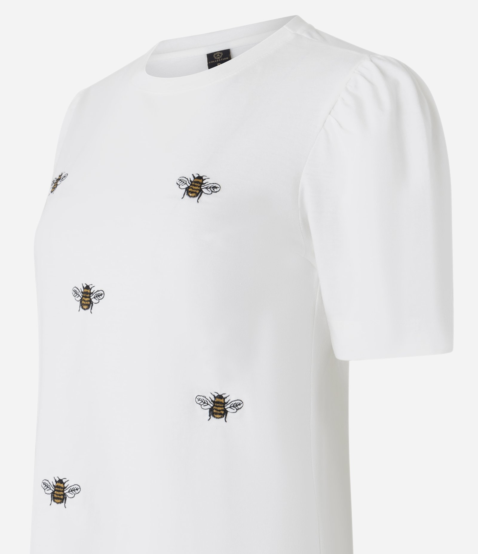 Blusa em Algodão com Manga Bufante e Abelhas Bordadas Branco 6