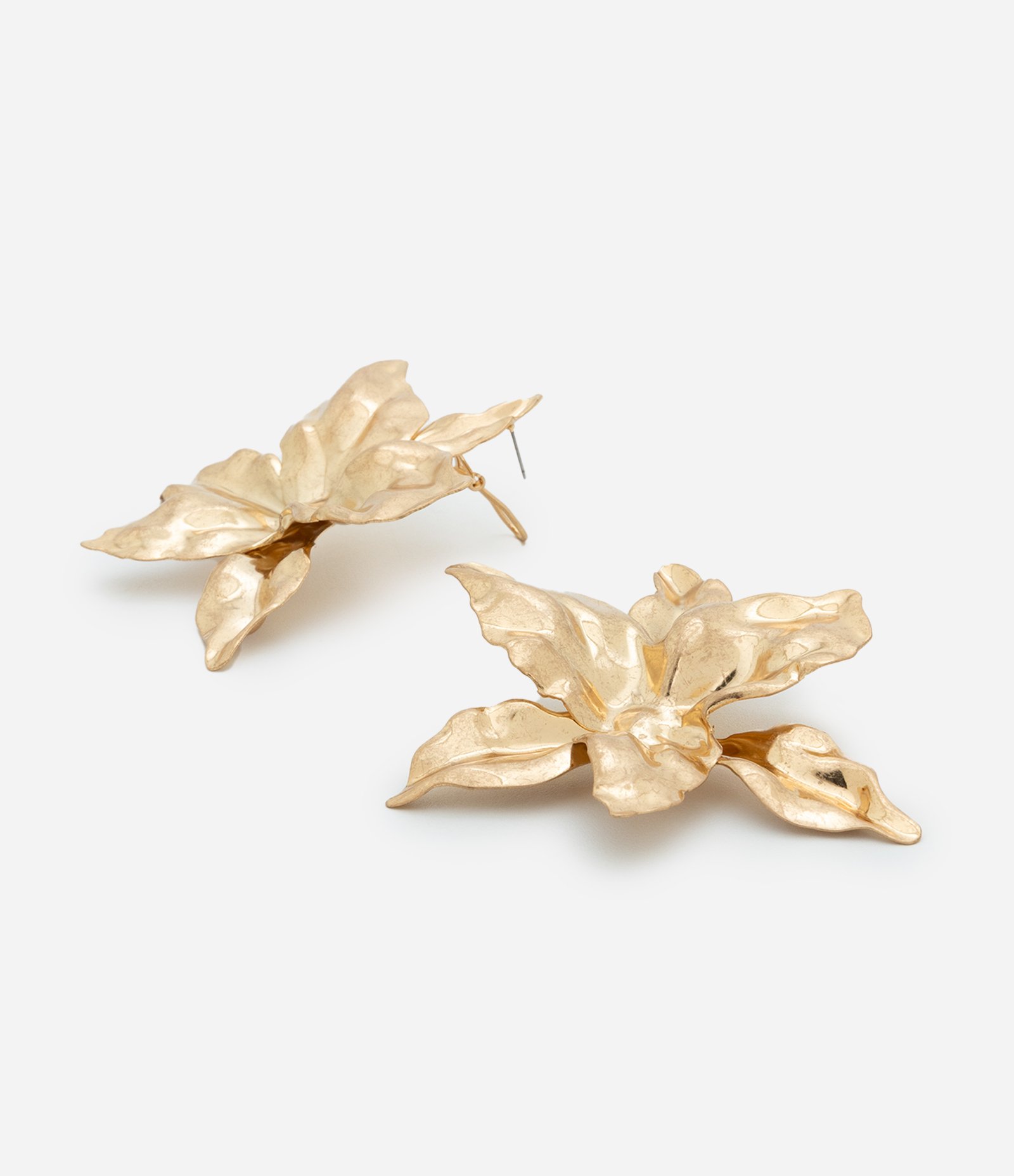 Maxi Brinco em Metal Formato Flor Hibiscus Dourado 2