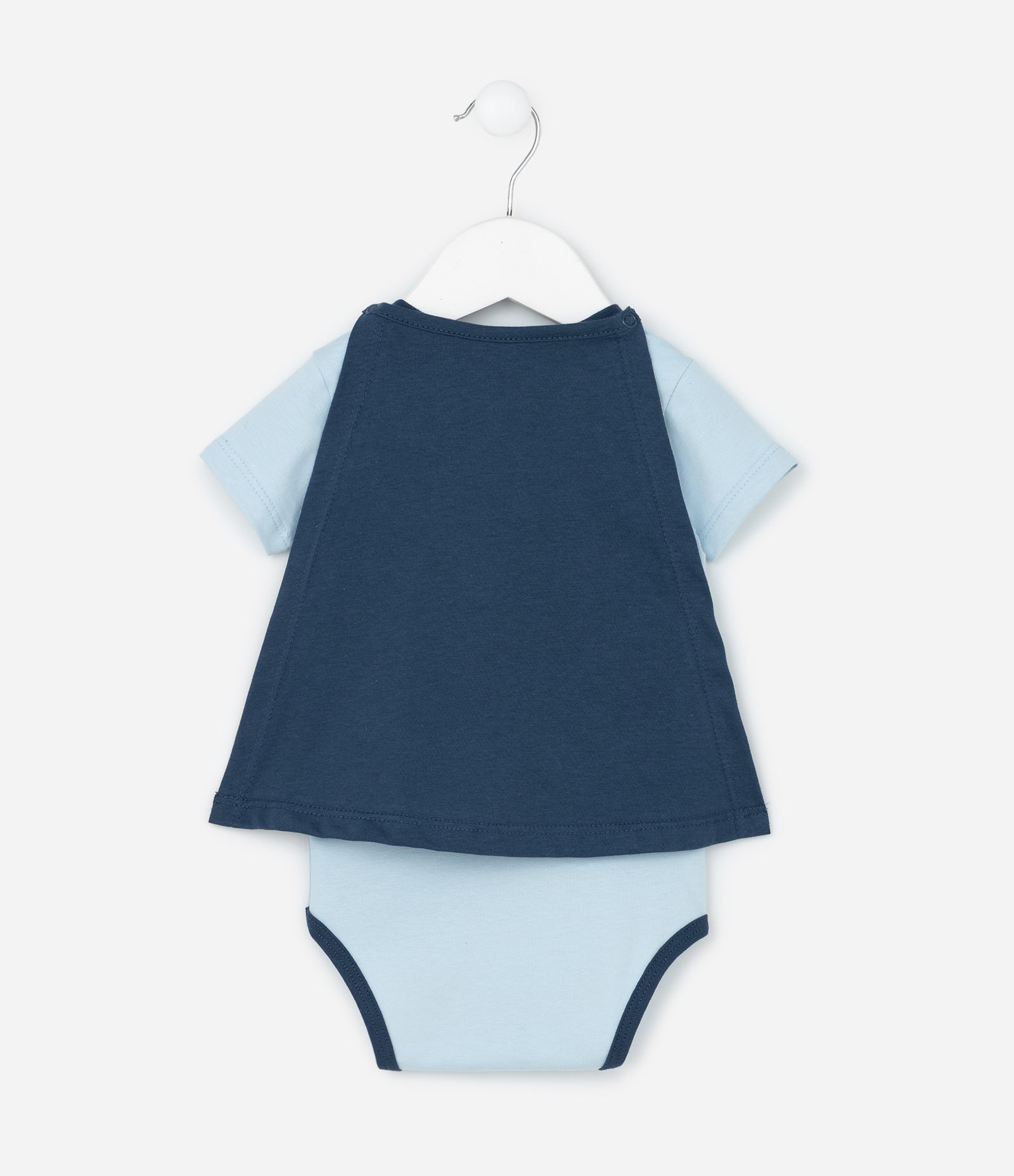 Body Infantil com Estampa Super Homem e Capa - Tam 0 a 18 Meses Azul 11