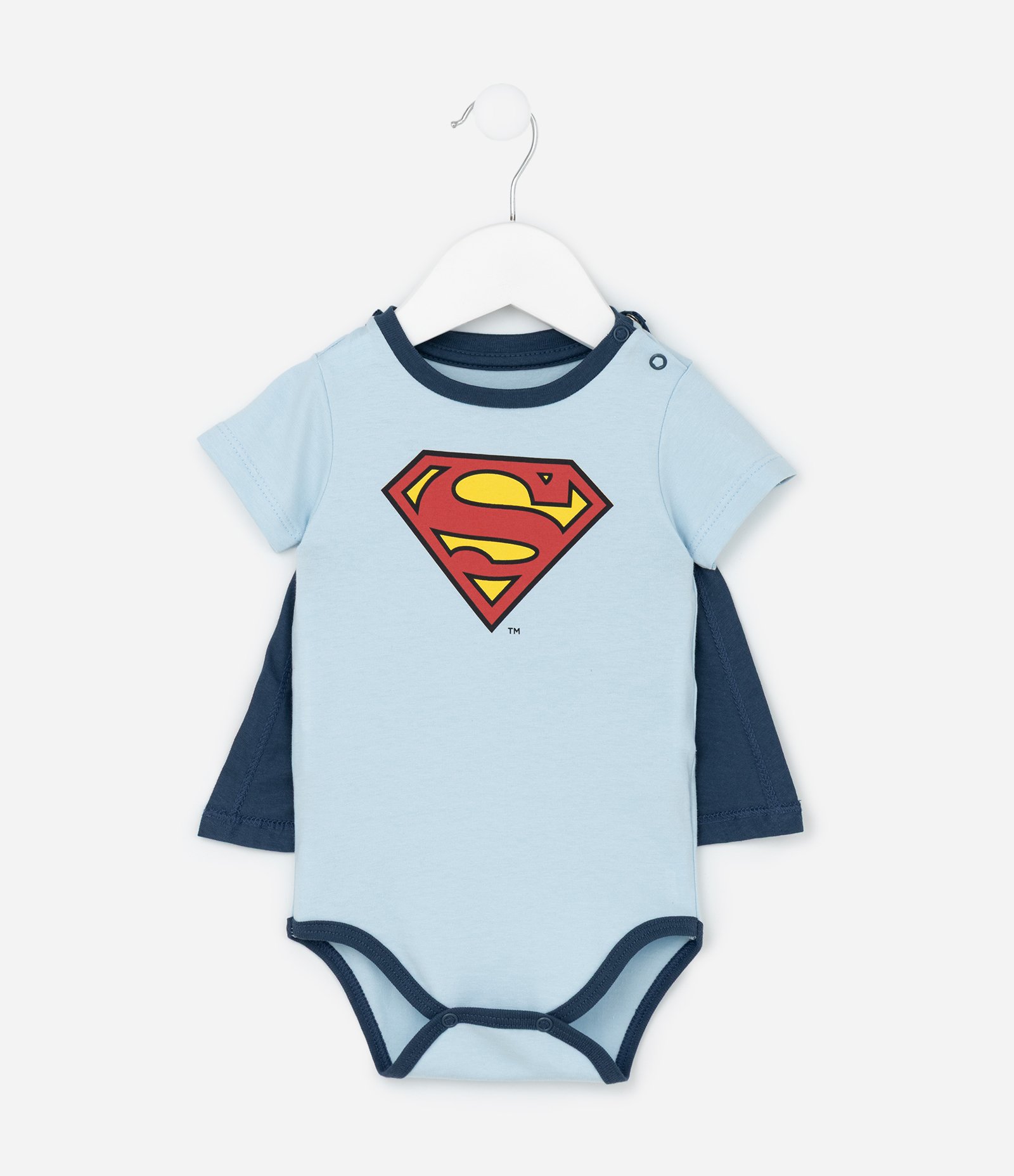 Body Infantil com Estampa Super Homem e Capa - Tam 0 a 18 Meses Azul 2