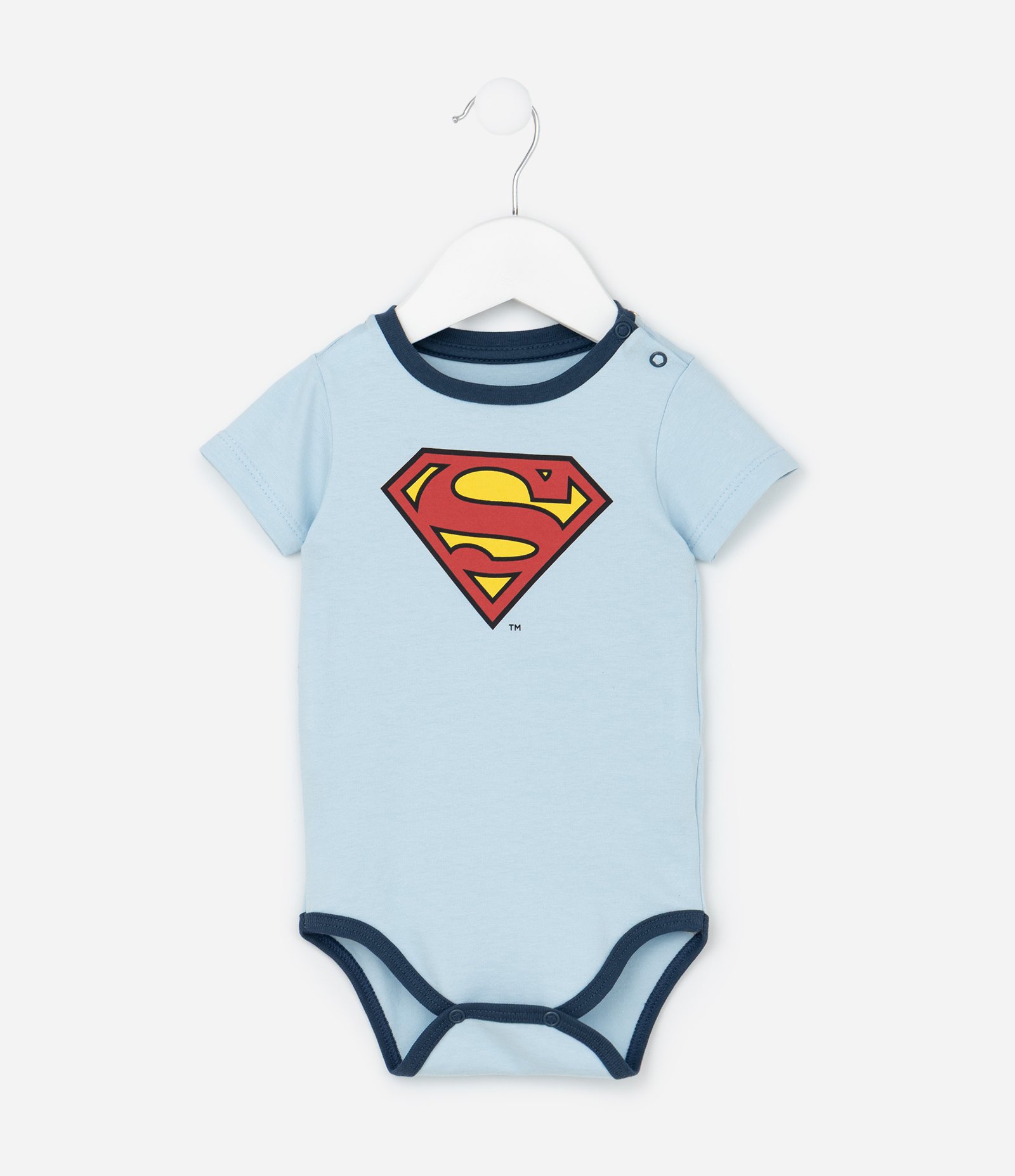Body Infantil com Estampa Super Homem e Capa - Tam 0 a 18 Meses Azul 4
